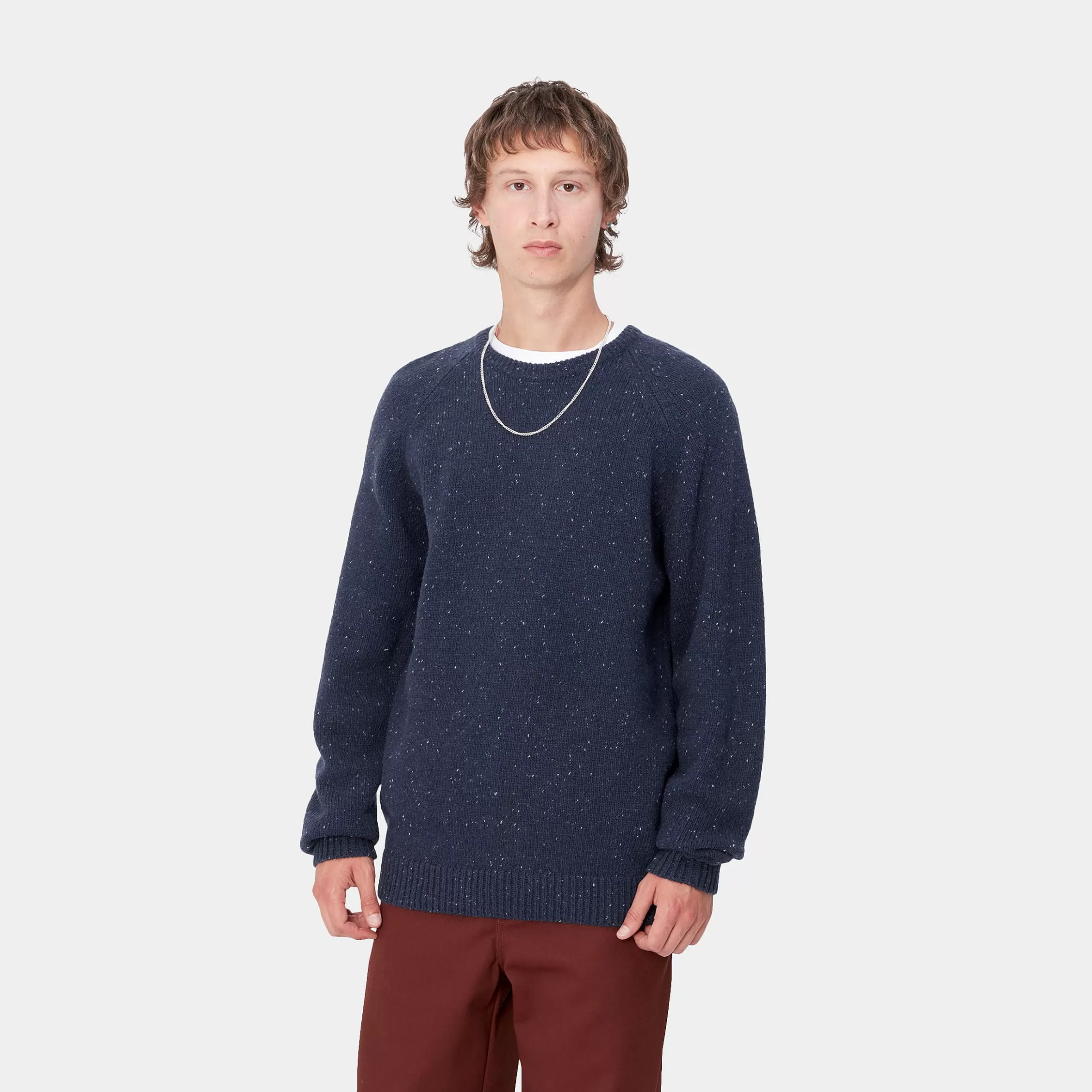 Malhas | Carhartt WIP Anglistic Sweater Speckled Air Force Blue