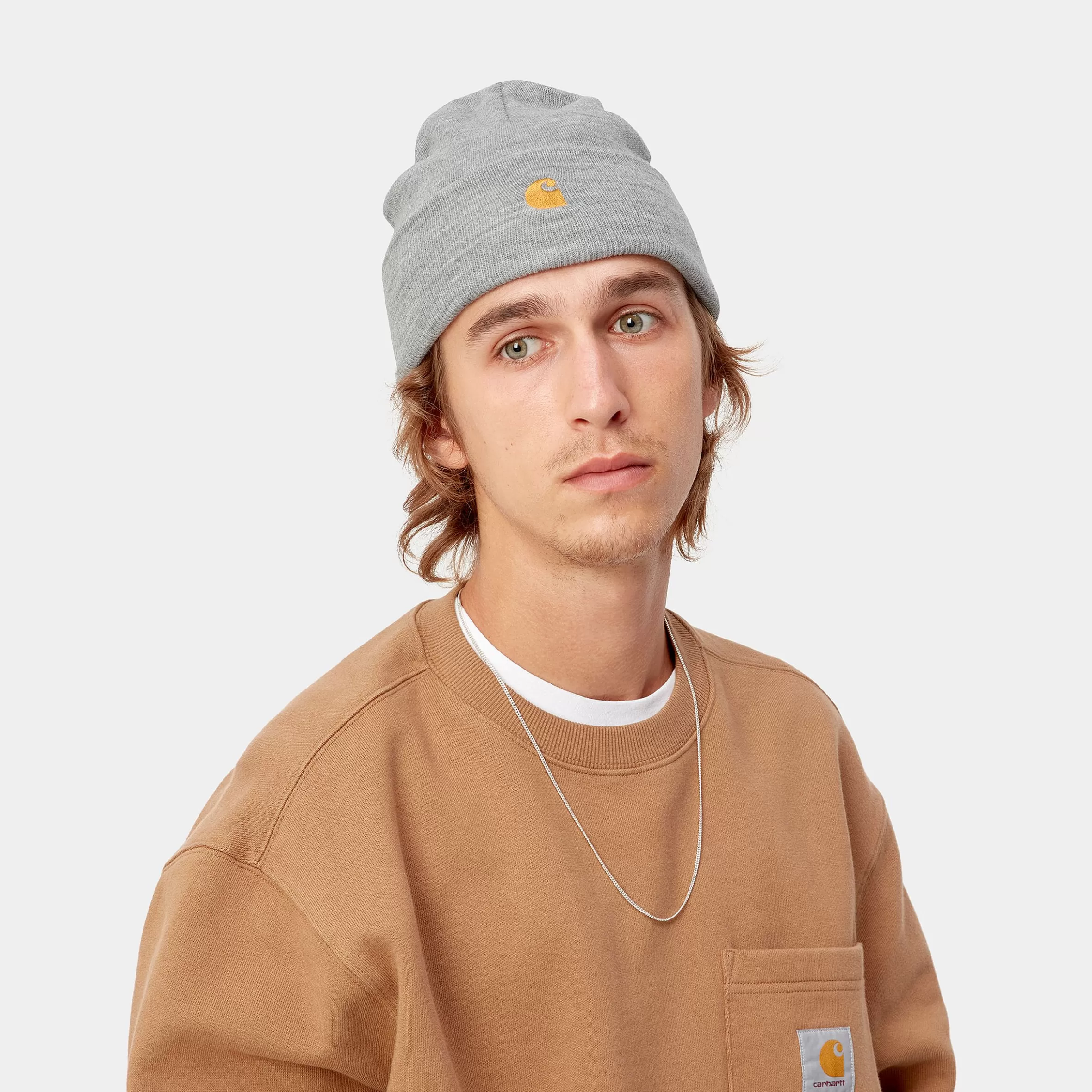 Acessórios | Bonnets | Carhartt WIP Chase Beanie Grey Heather / Gold