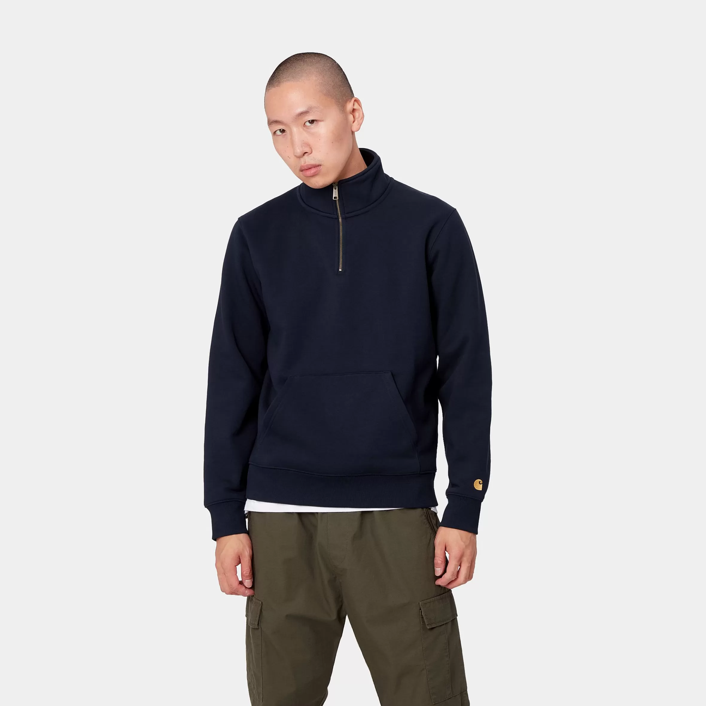 Sweats | Carhartt WIP Chase Neck Zip Sweatshirt Dark Navy / Gold