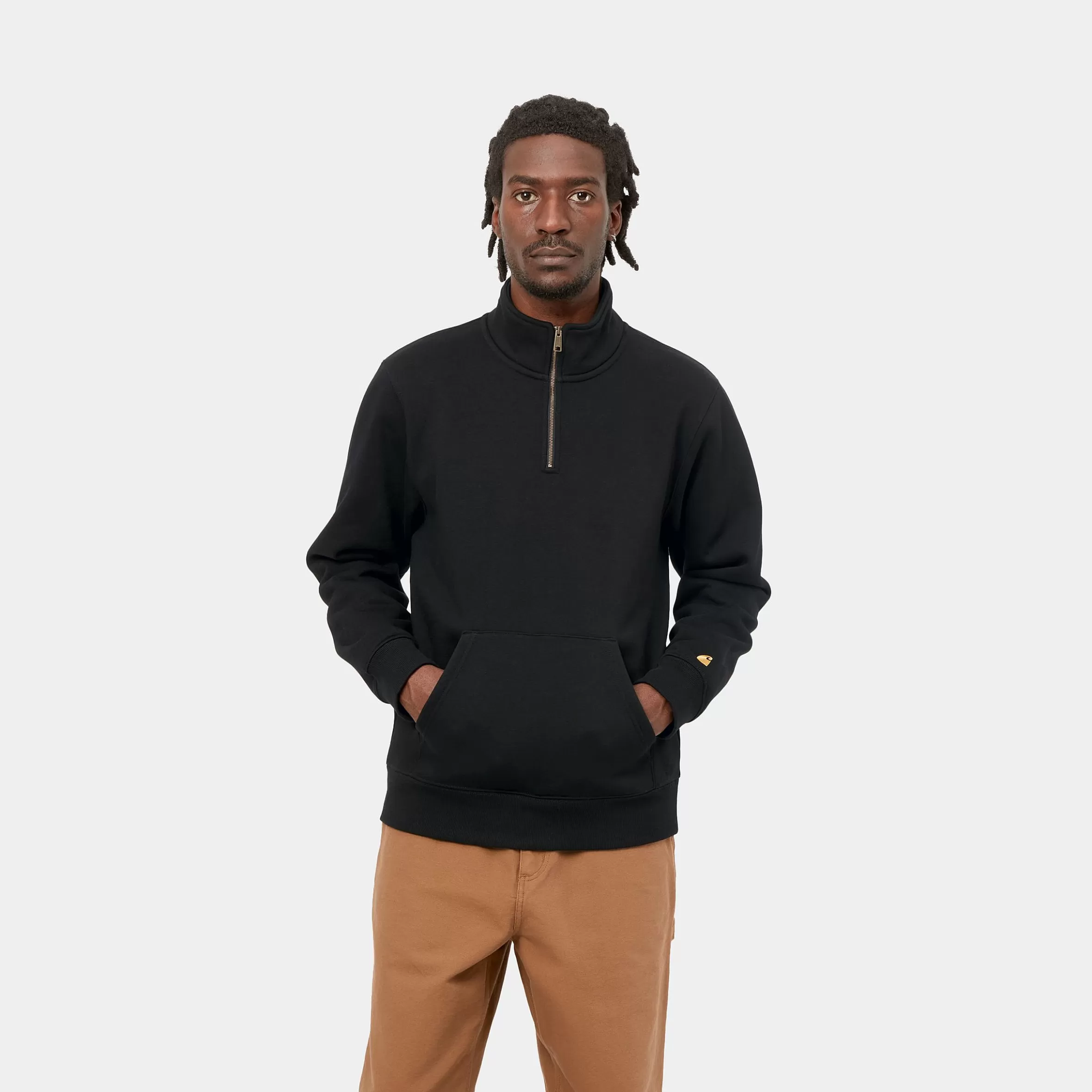 Sweats | Carhartt WIP Chase Neck Zip Sweatshirt Black / Gold