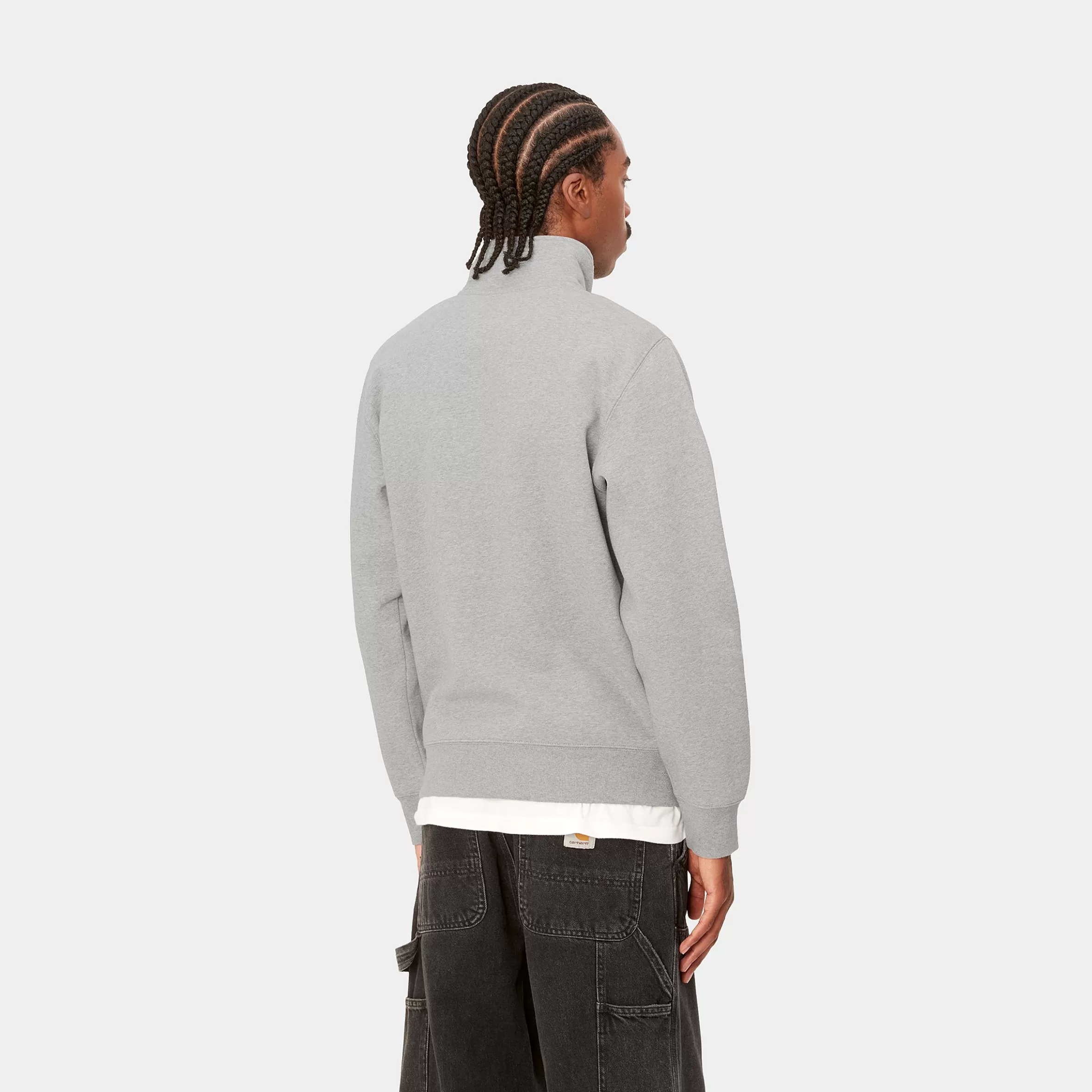 Sweats | Carhartt WIP Chase Neck Zip Sweatshirt Grey Heather / Gold