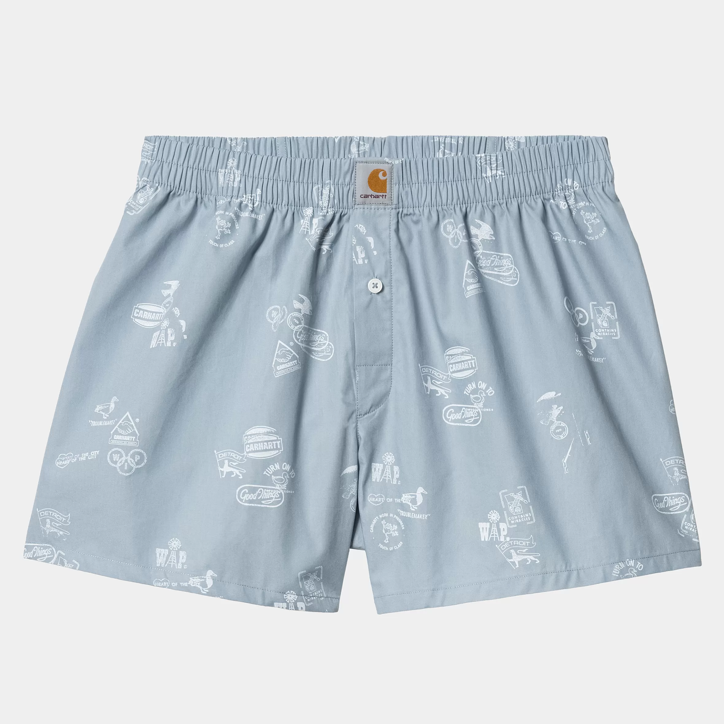 Roupa Interior | Carhartt WIP Cotton Boxer Stamp Print, Misty Sky