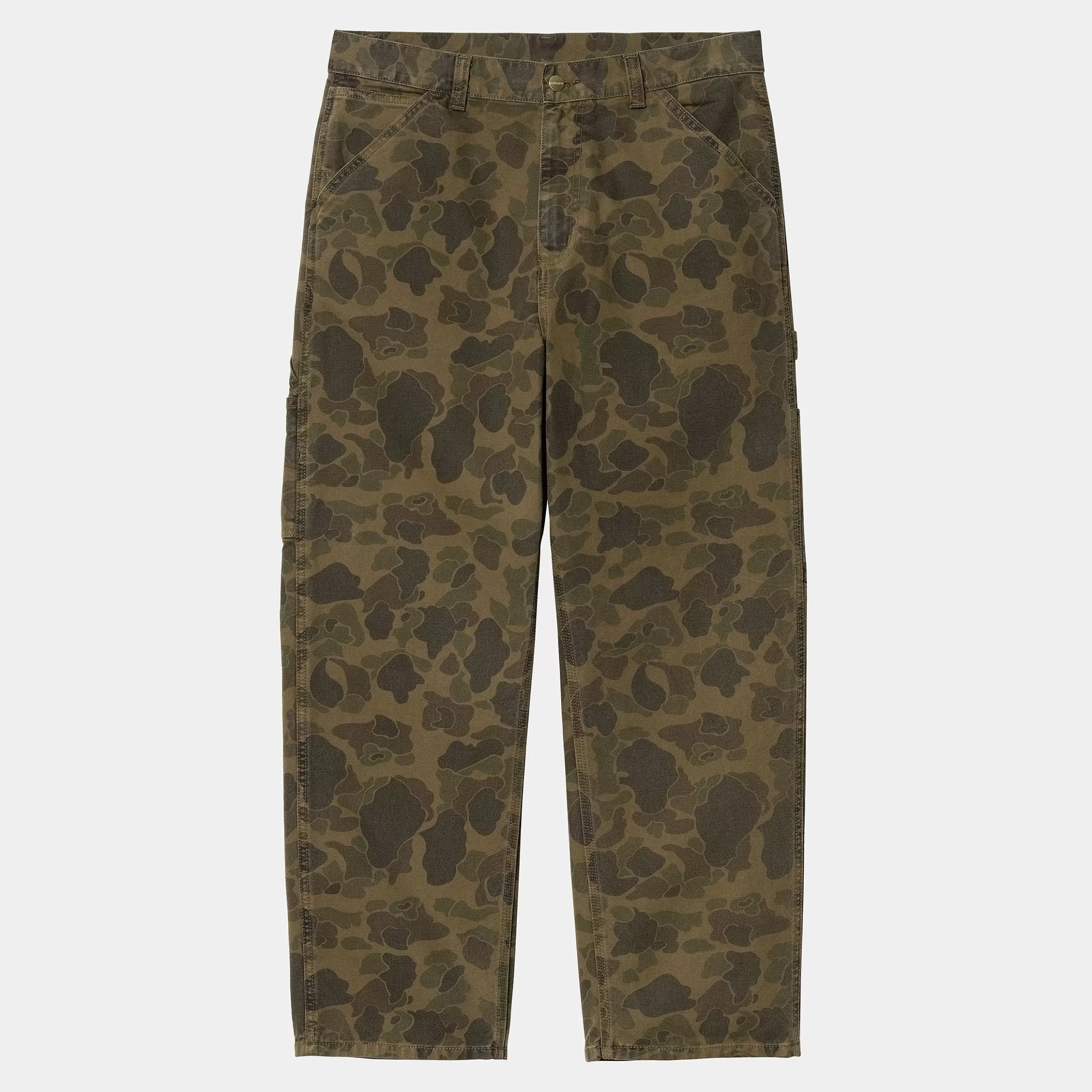 Calças | Carhartt WIP Duck Single Knee Pant Camo Duck, Green / Office Green