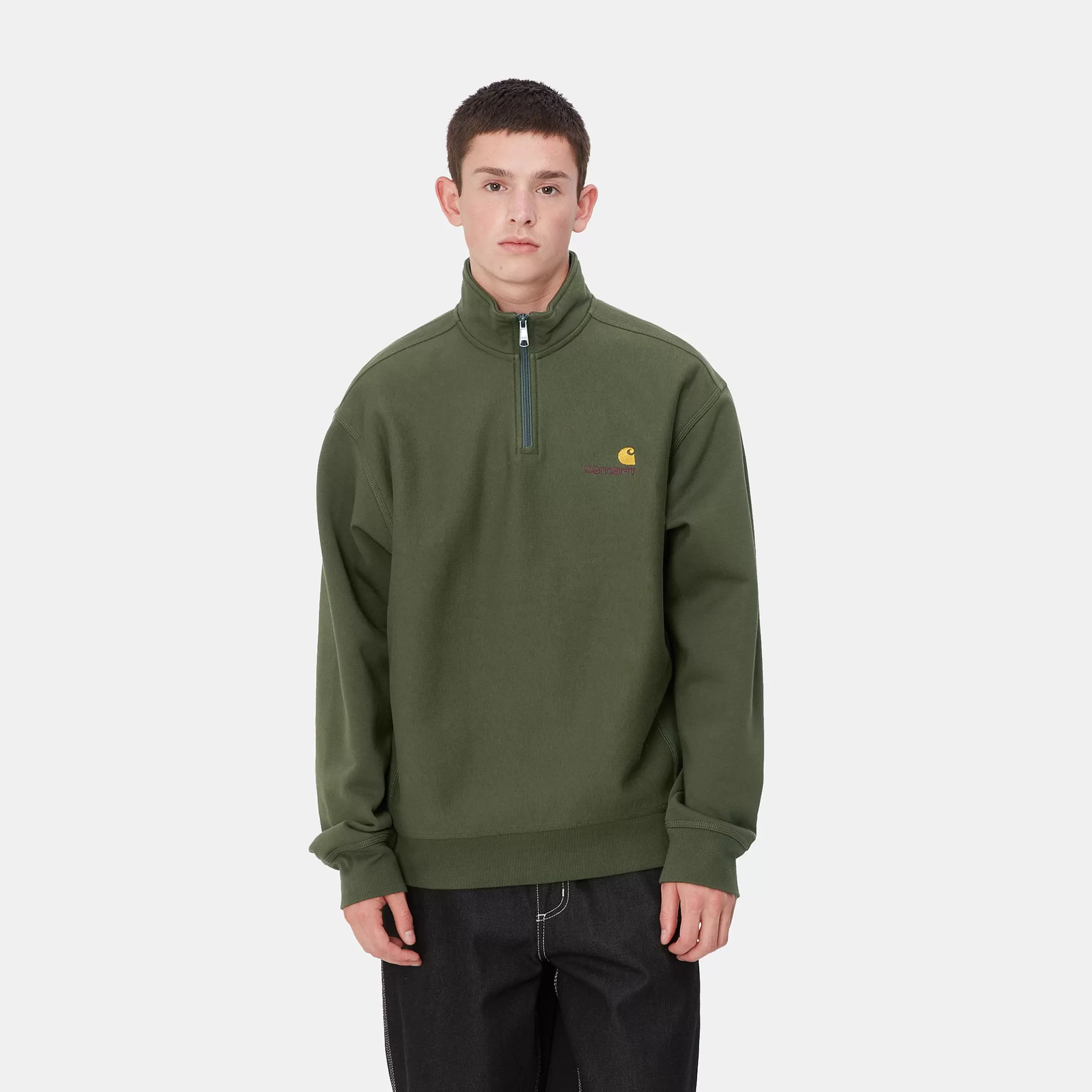 Sweats | Carhartt WIP Half Zip American Script Sweatshirt Tarragon