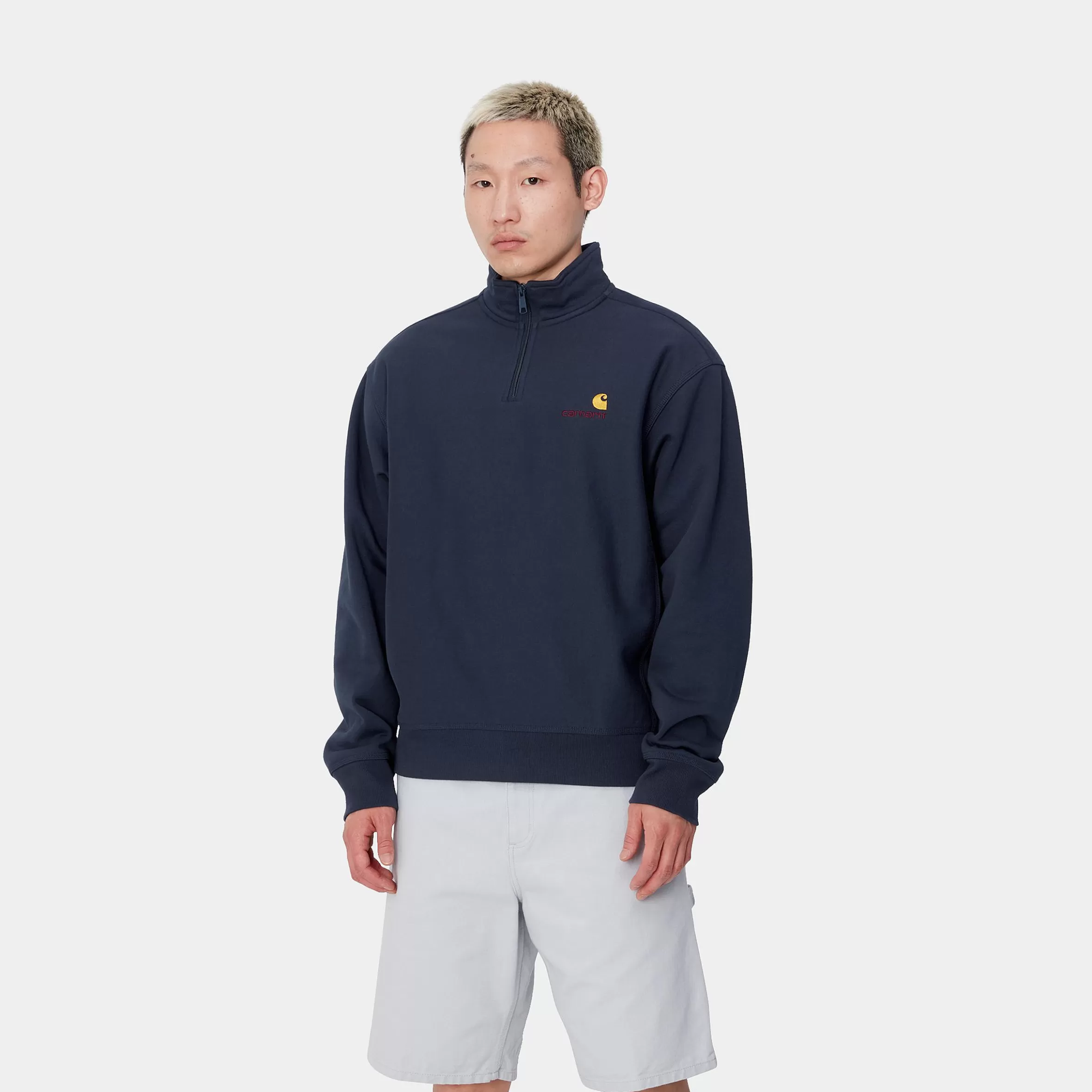 Sweats | Carhartt WIP Half Zip American Script Sweatshirt Air Force Blue