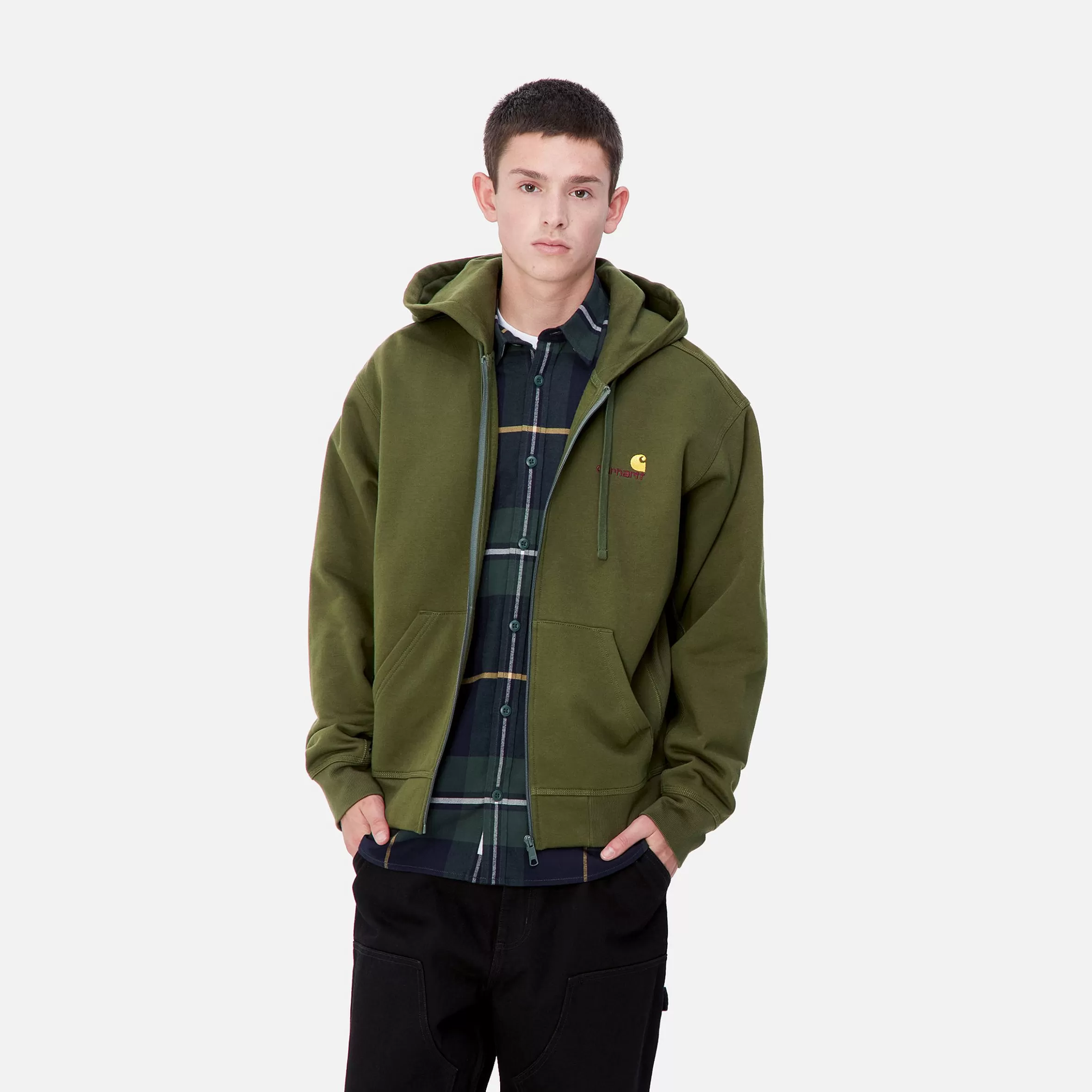 Sweats | Carhartt WIP Hooded American Script Jacket Tarragon