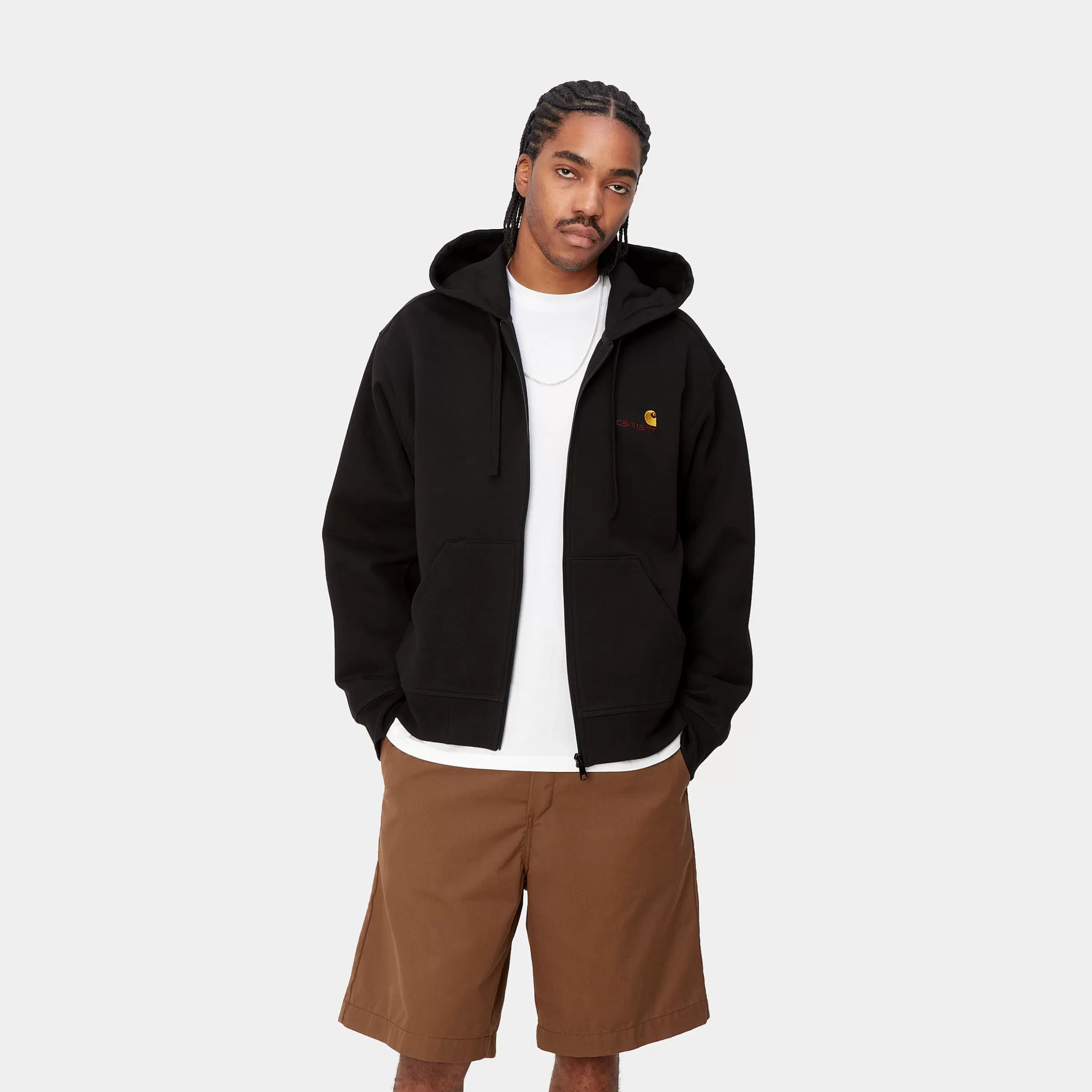 Sweats | Carhartt WIP Hooded American Script Jacket Black