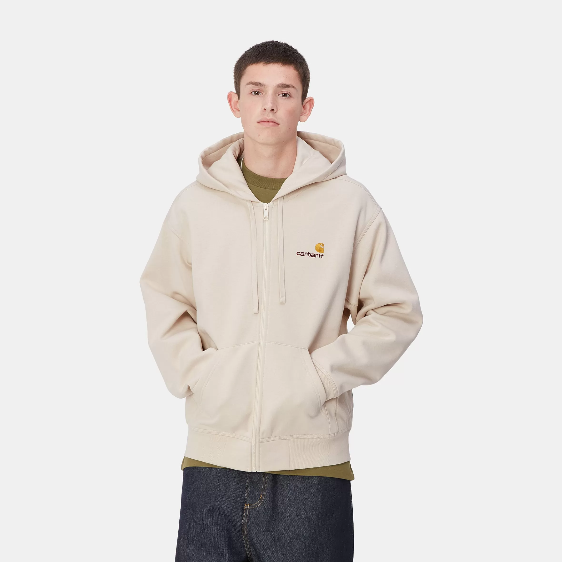 Sweats | Carhartt WIP Hooded American Script Jacket Moonbeam