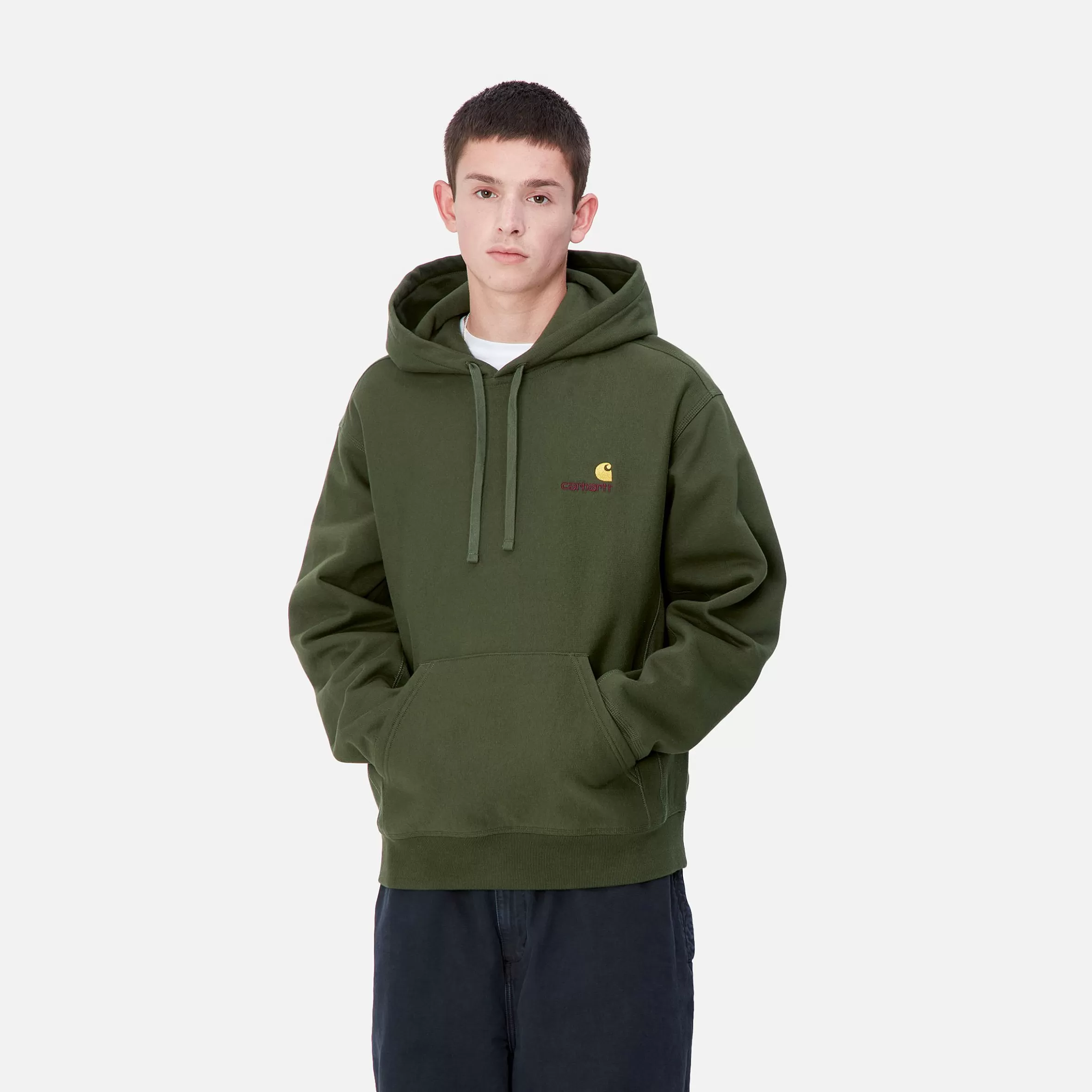 Sweats | Carhartt WIP Hooded American Script Sweatshirt Tarragon