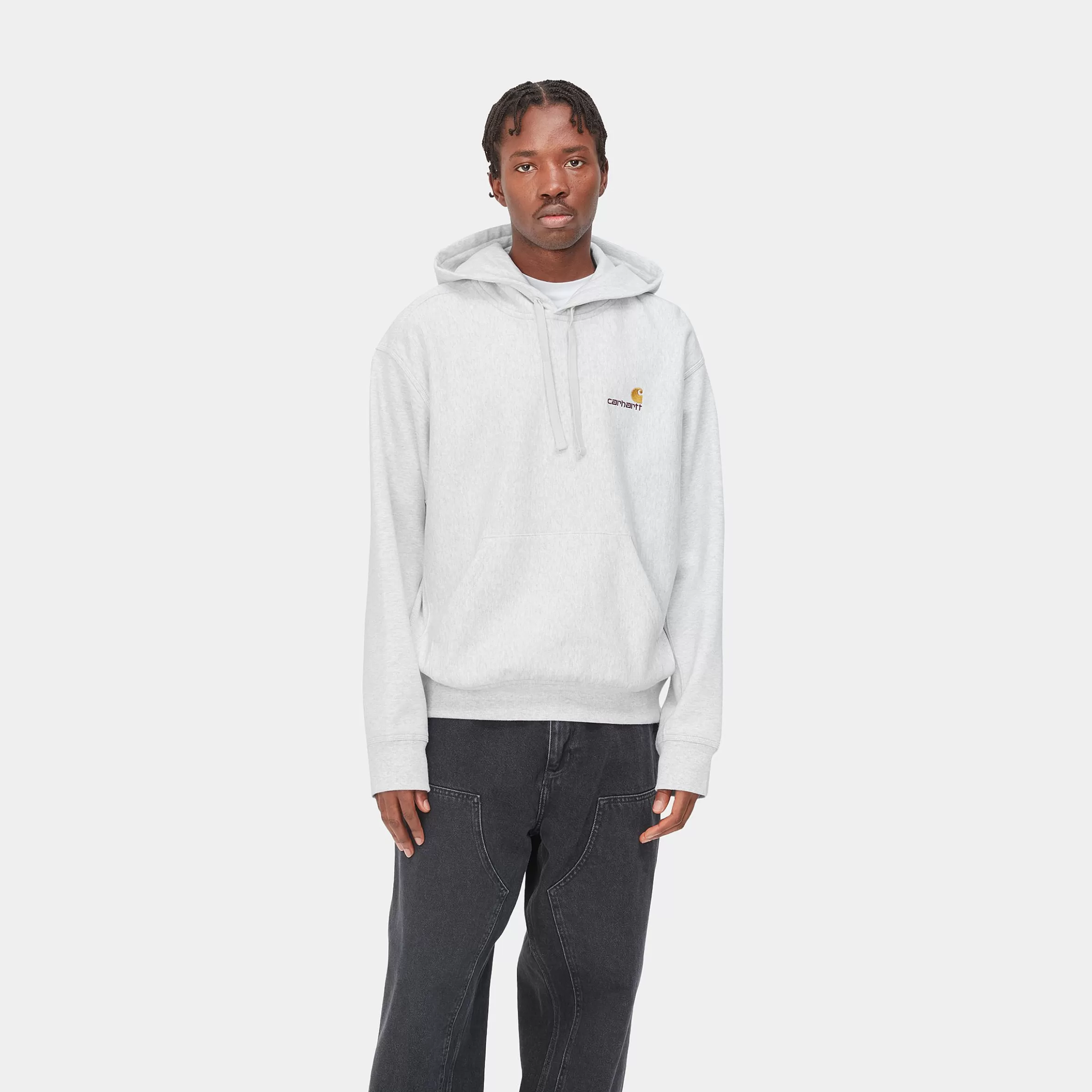 Sweats | Carhartt WIP Hooded American Script Sweatshirt Ash Heather