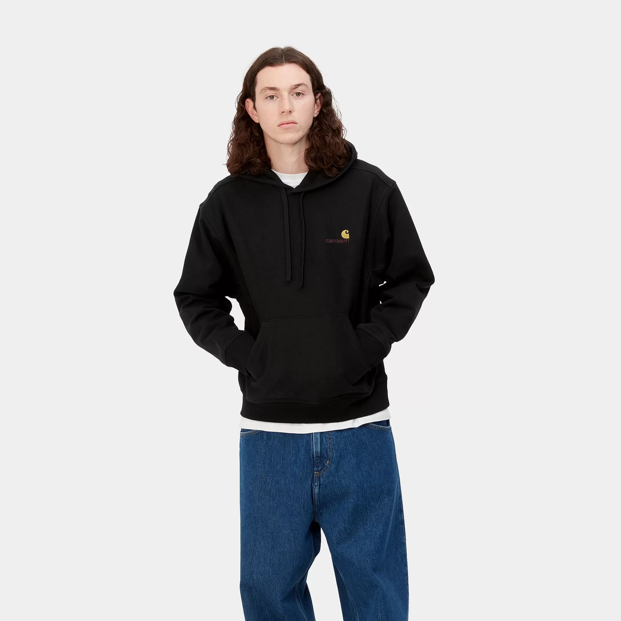 Sweats | Carhartt WIP Hooded American Script Sweatshirt Black