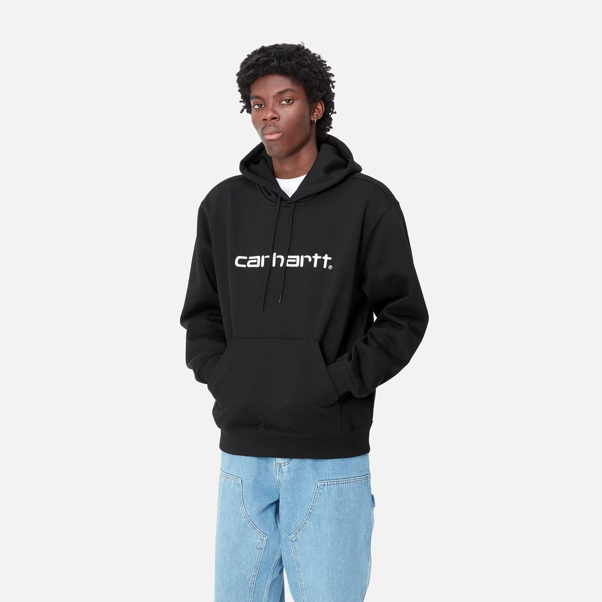 Sweats | Carhartt WIP Hooded Carhartt Sweatshirt Black / White