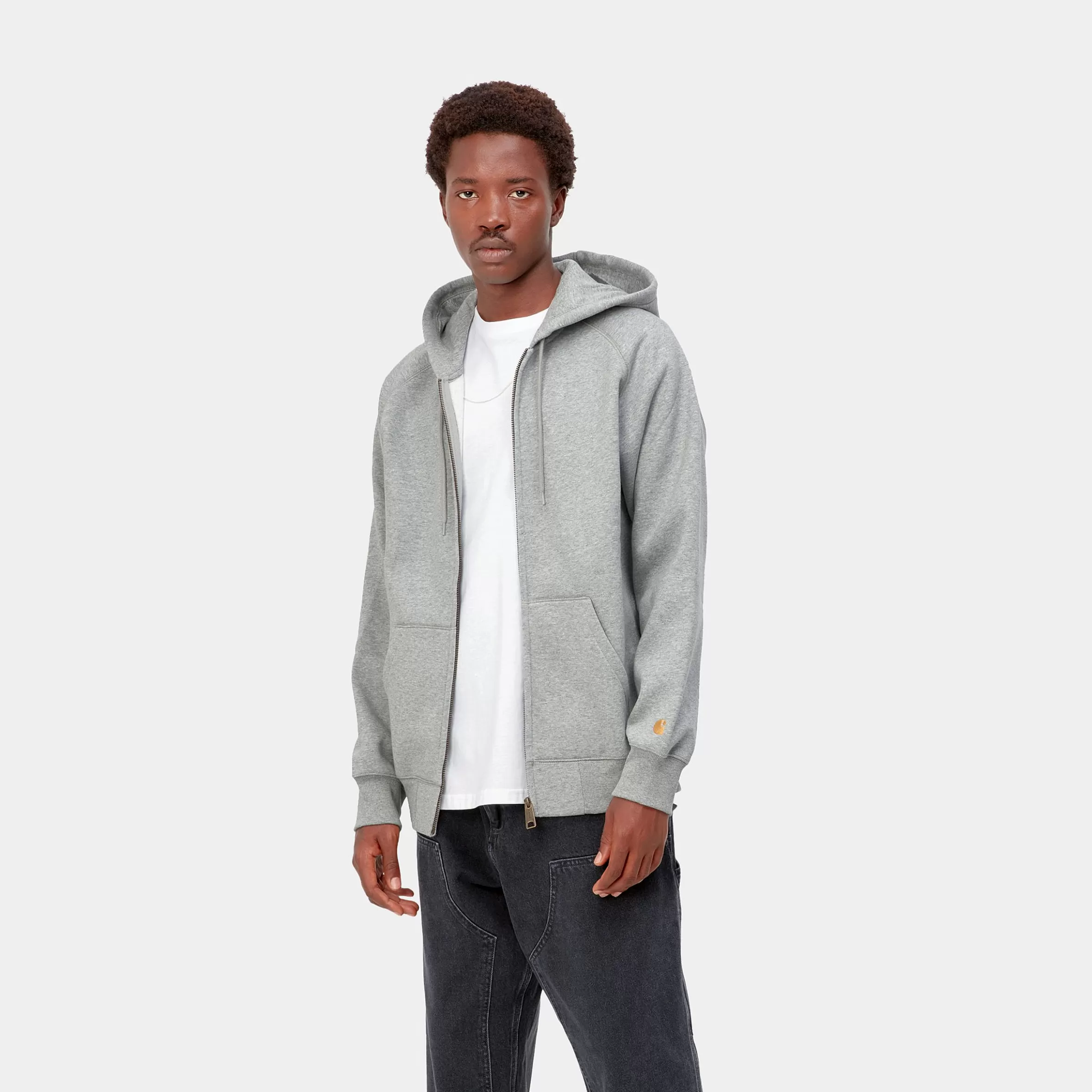 Sweats | Carhartt WIP Hooded Chase Jacket Grey Heather / Gold