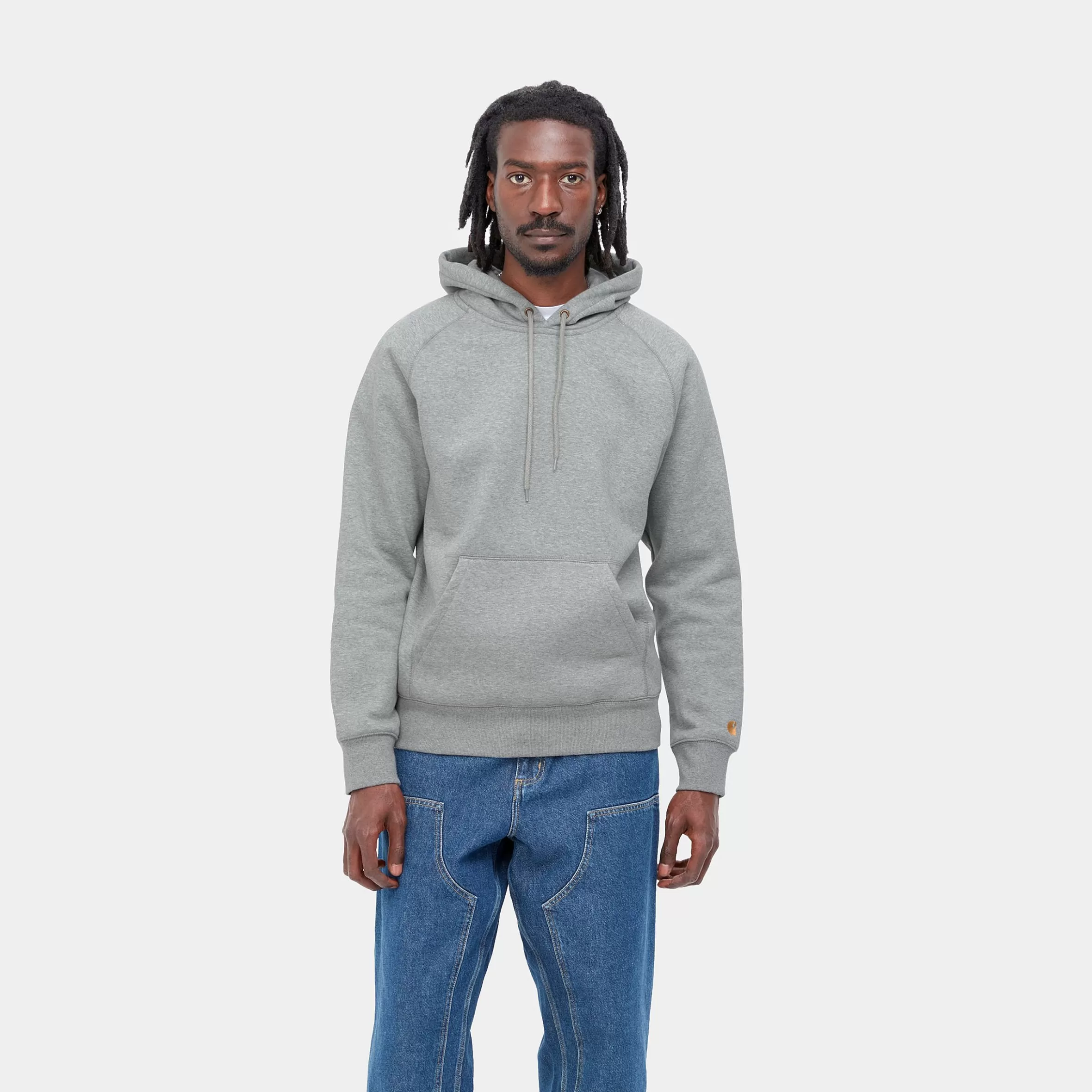 Sweats | Carhartt WIP Hooded Chase Sweatshirt Grey Heather / Gold