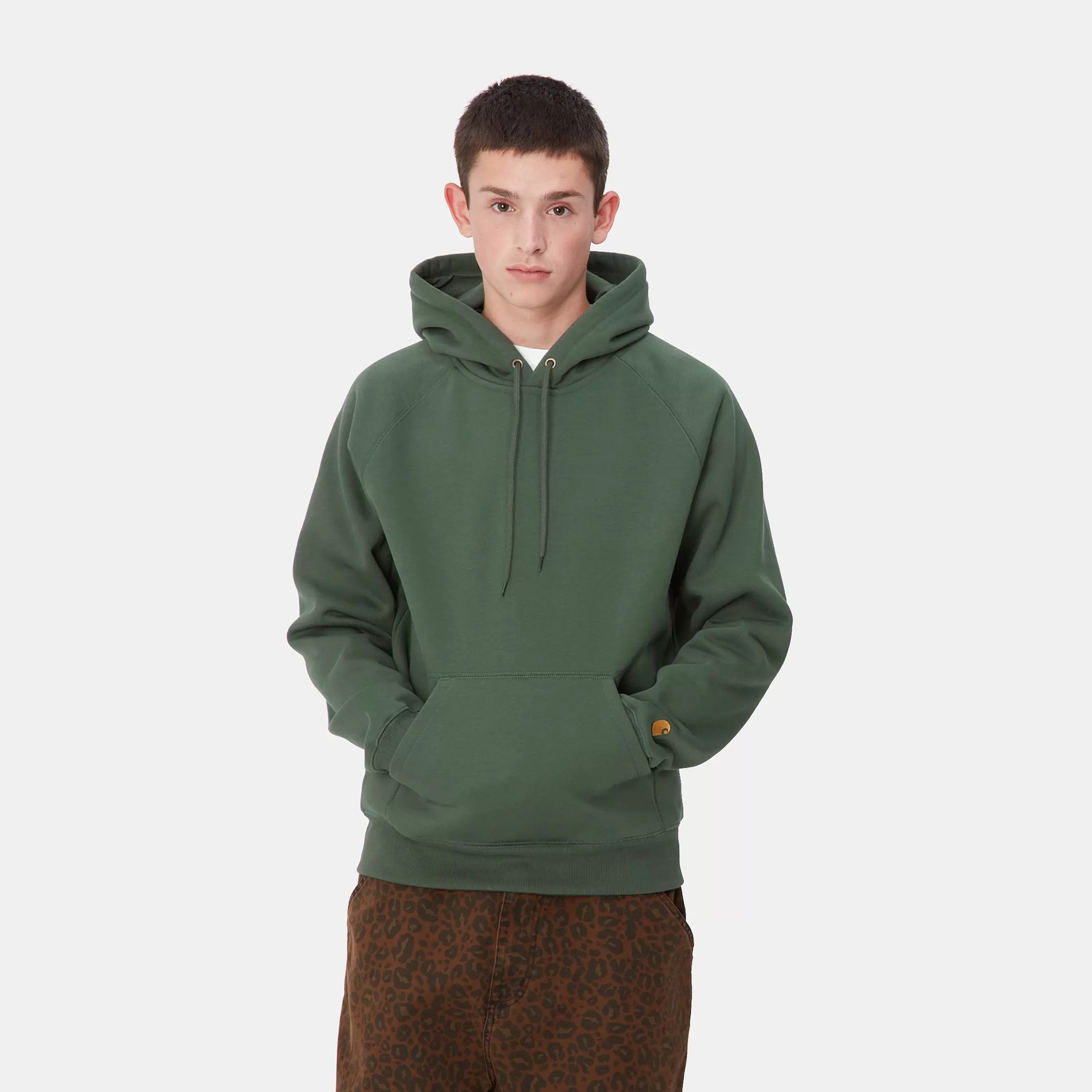 Sweats | Carhartt WIP Hooded Chase Sweatshirt Sycamore Tree / Gold