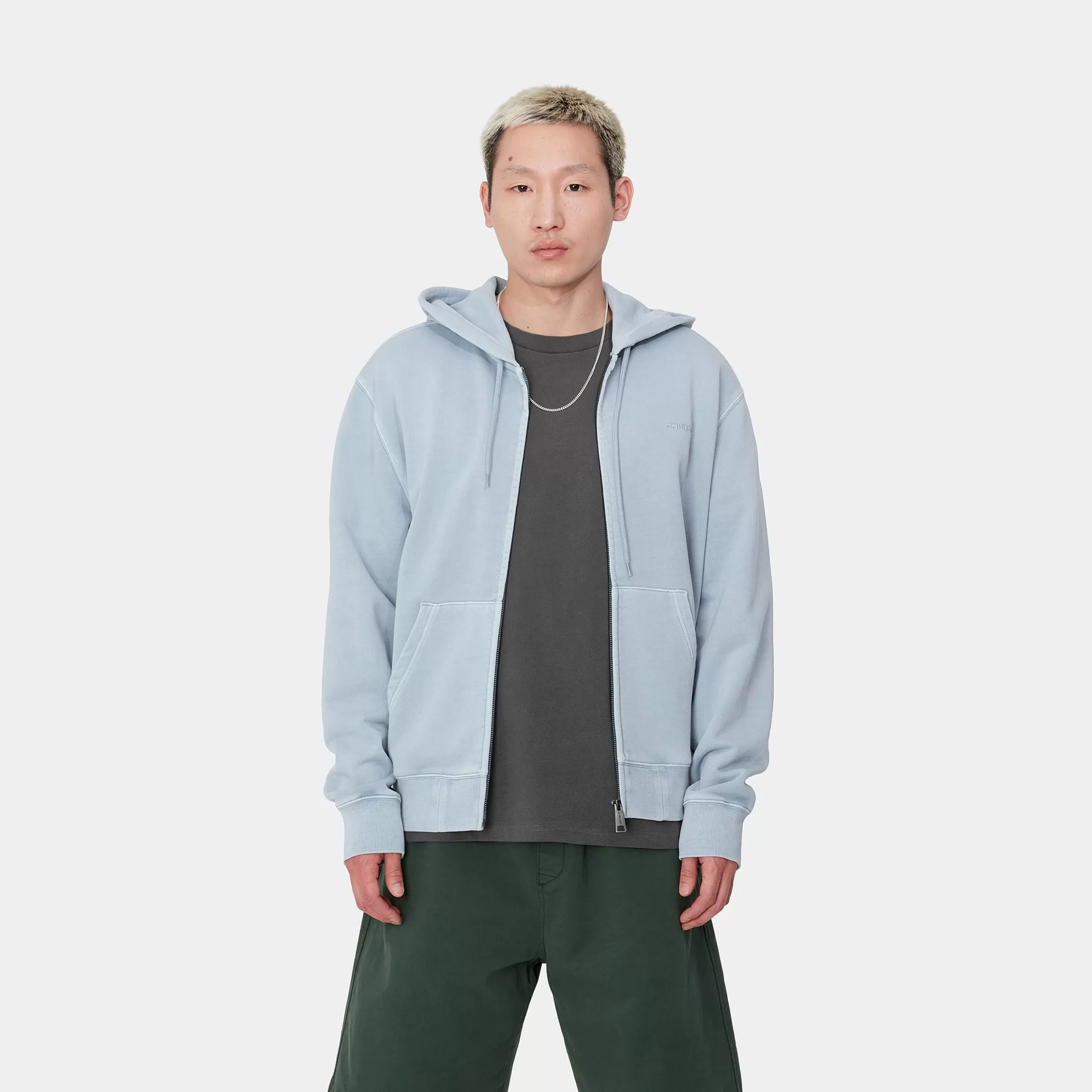 Sweats | Carhartt WIP Hooded Duster Script Jacket Misty Sky