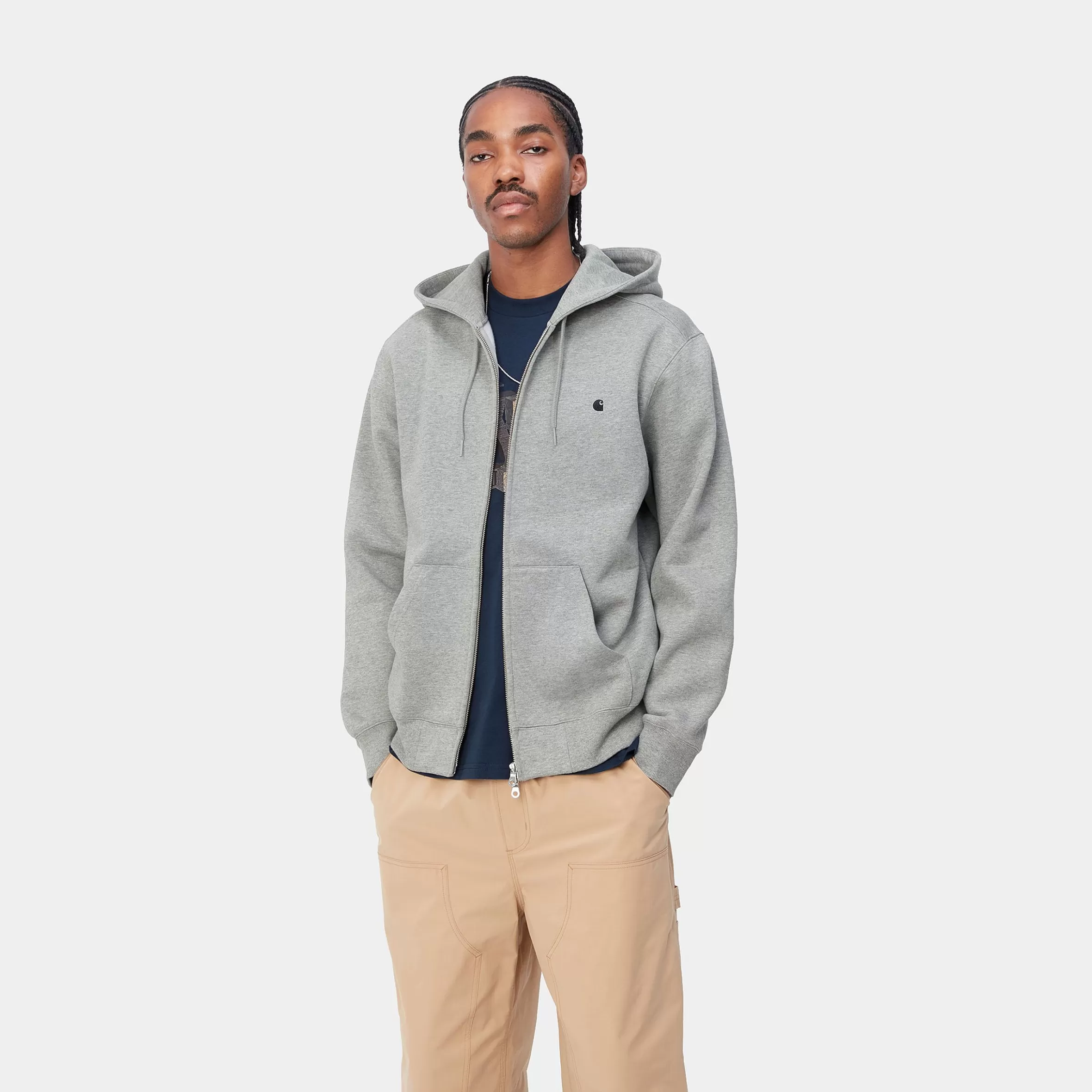 Blusões E Coletes | Sweats | Carhartt WIP Hooded Madison Jacket Grey Heather / Dark Navy