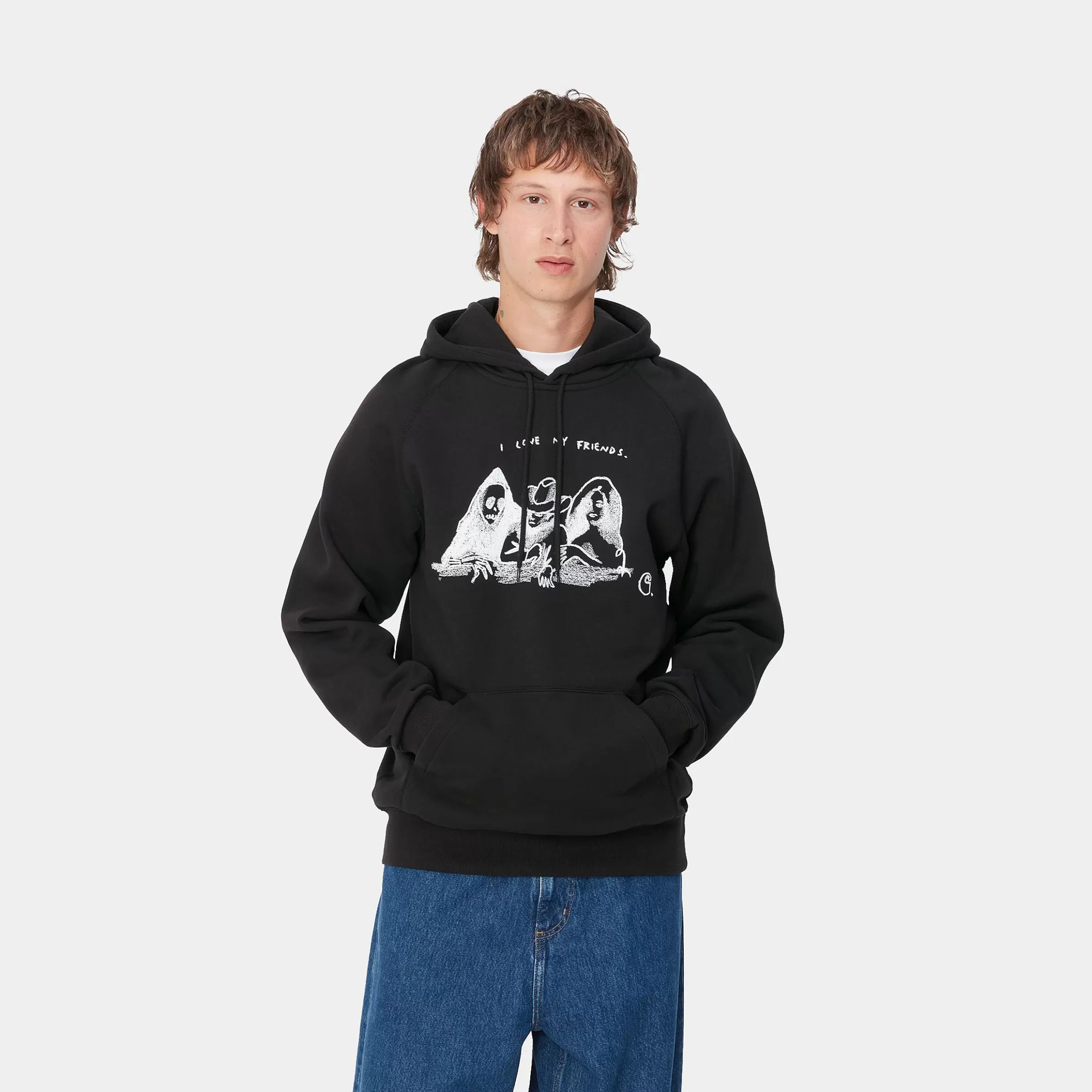 Sweats | Carhartt WIP Hooded Pepe Friends Sweat Black / White