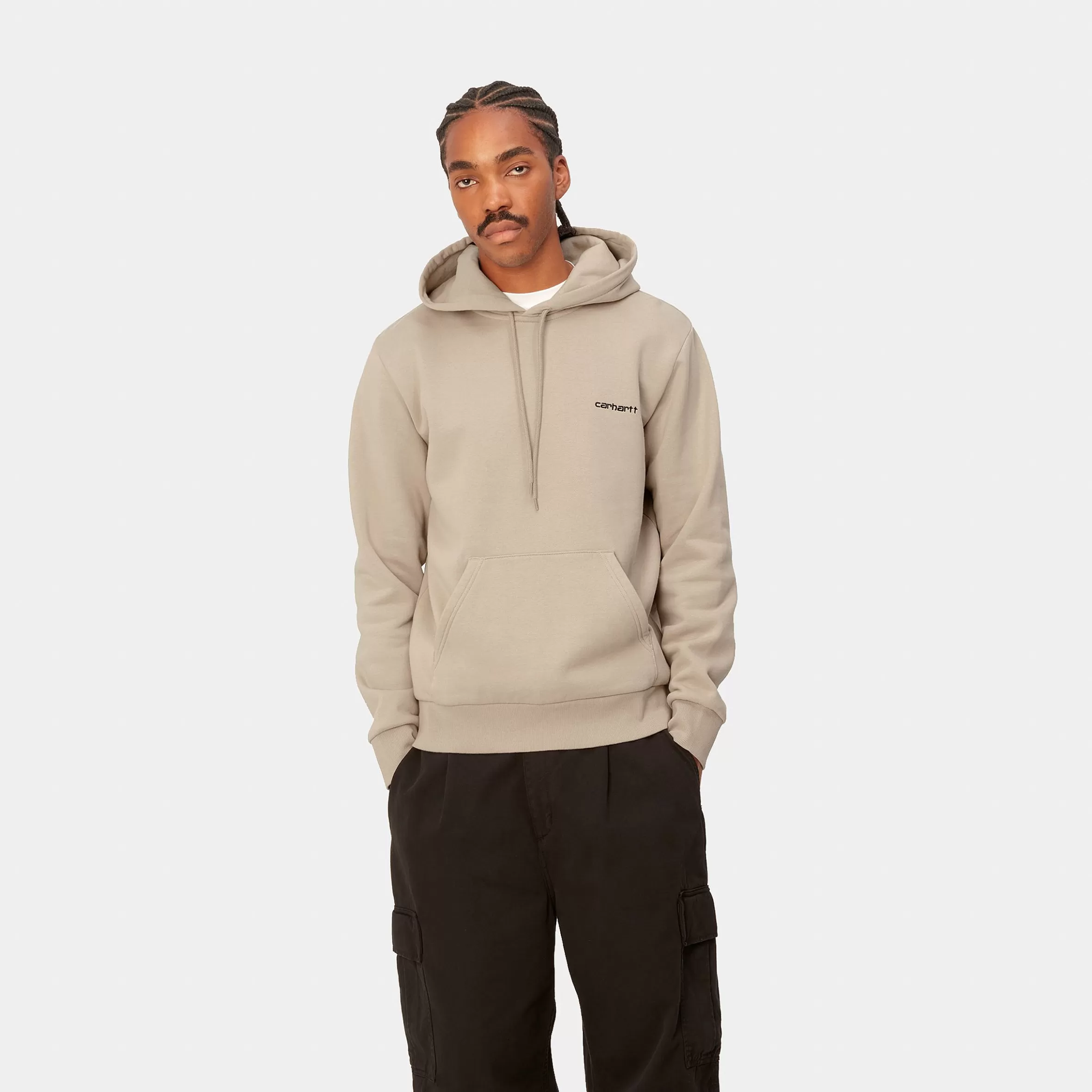 Sweats | Carhartt WIP Hooded Script Embroidery Sweat Wall / Black