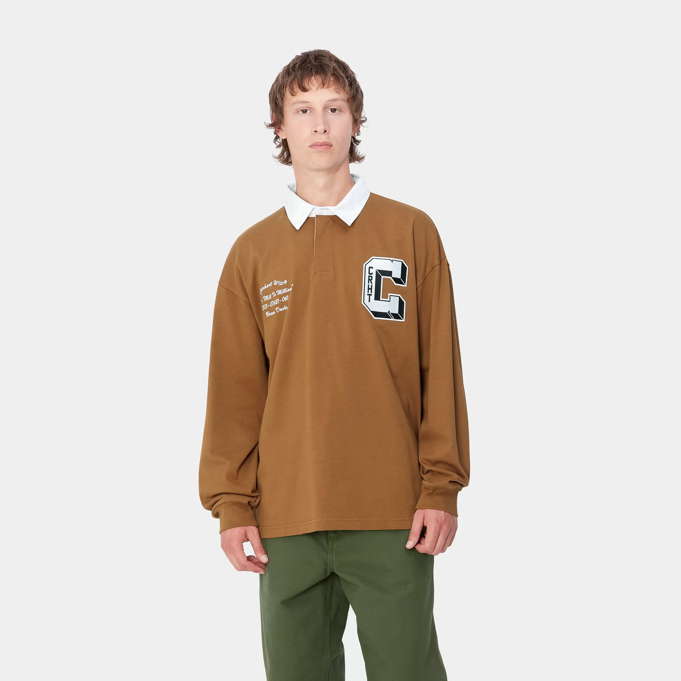 T-Shirts & Polos | Carhartt WIP L/S Brown Ducks Rugby Shirt Hamilton Brown / White