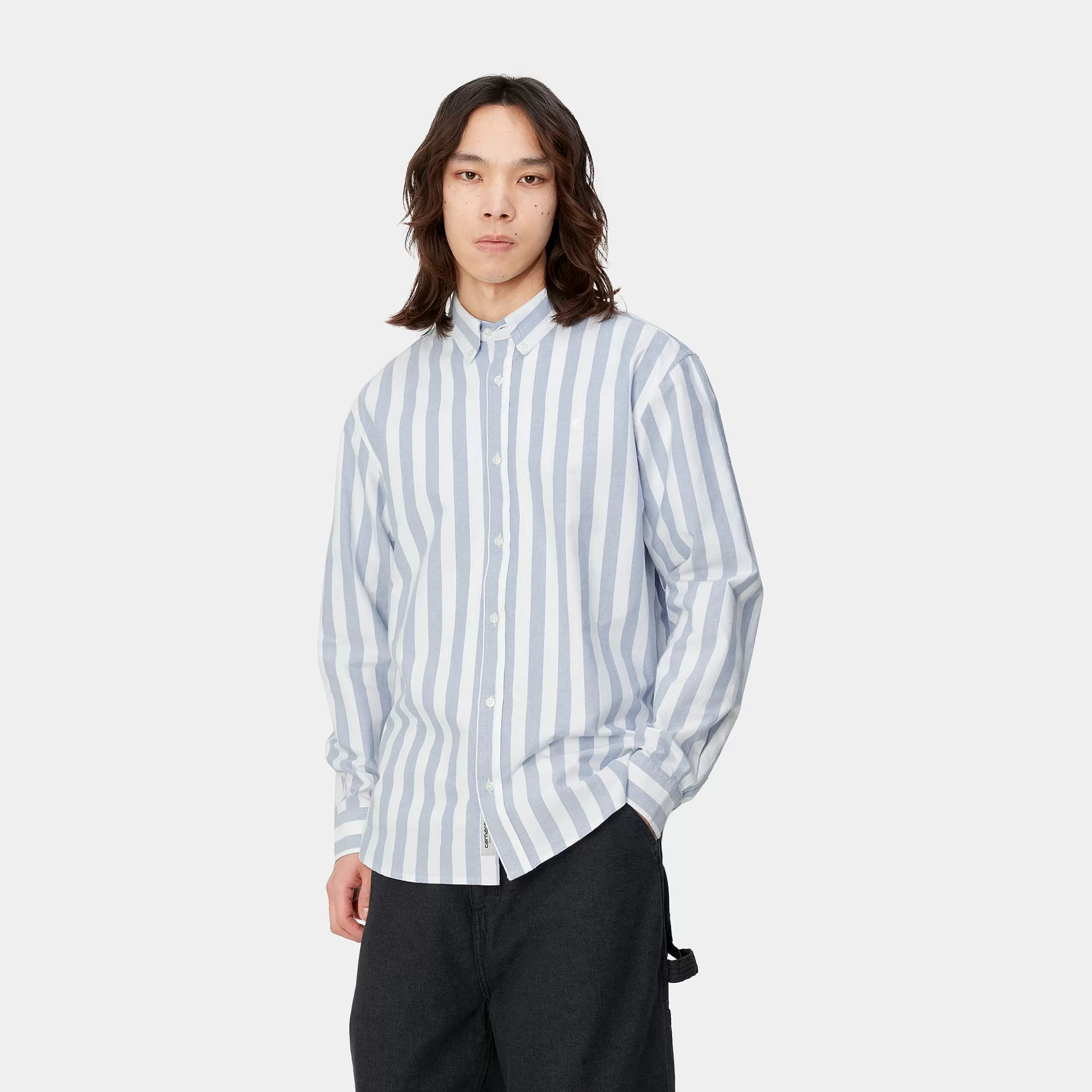 Camisas | Carhartt WIP L/S Dillion Shirt Dillion Stripe, Bleach / White