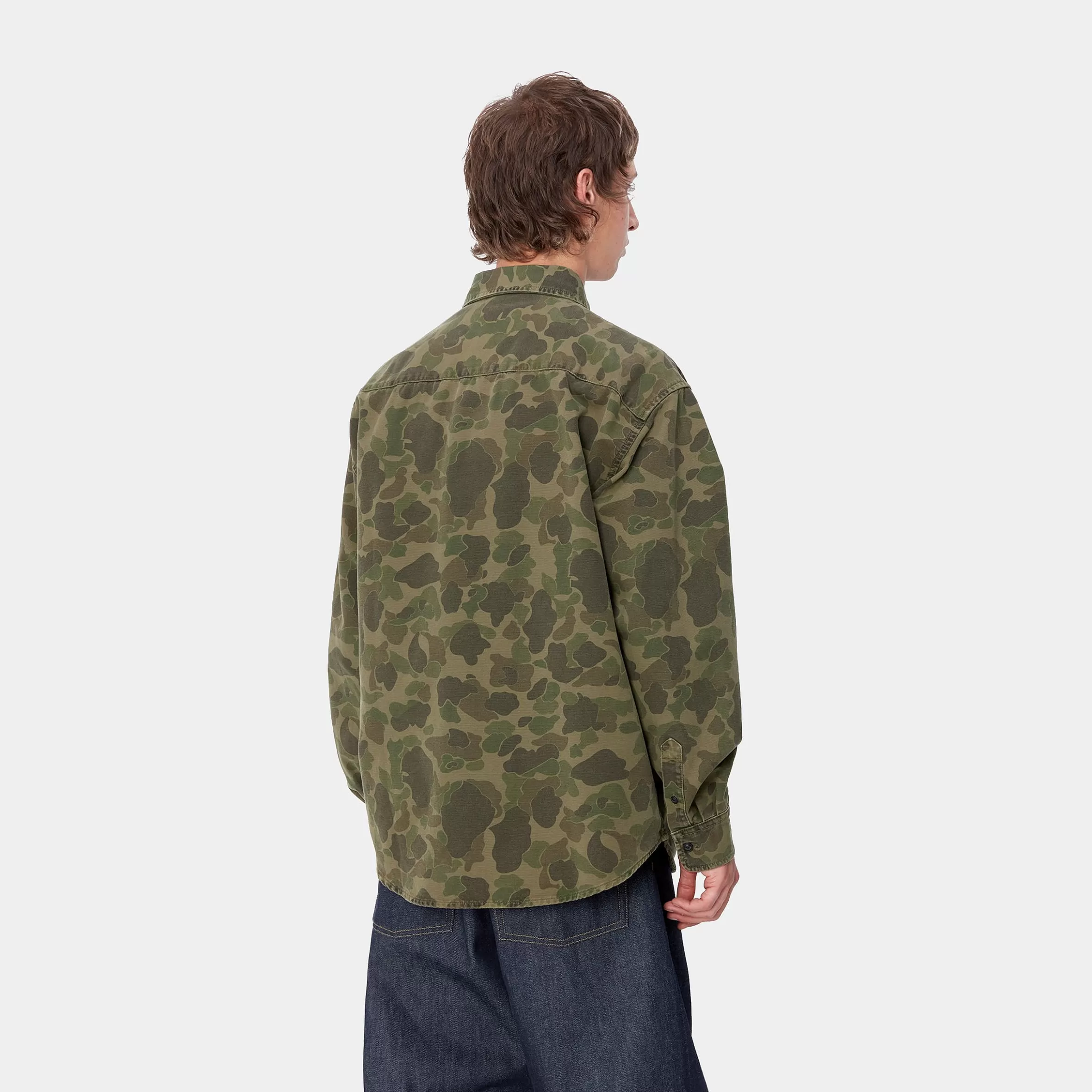 Camisas | Carhartt WIP L/S Duck Shirt Camo Duck, Green / Office Green