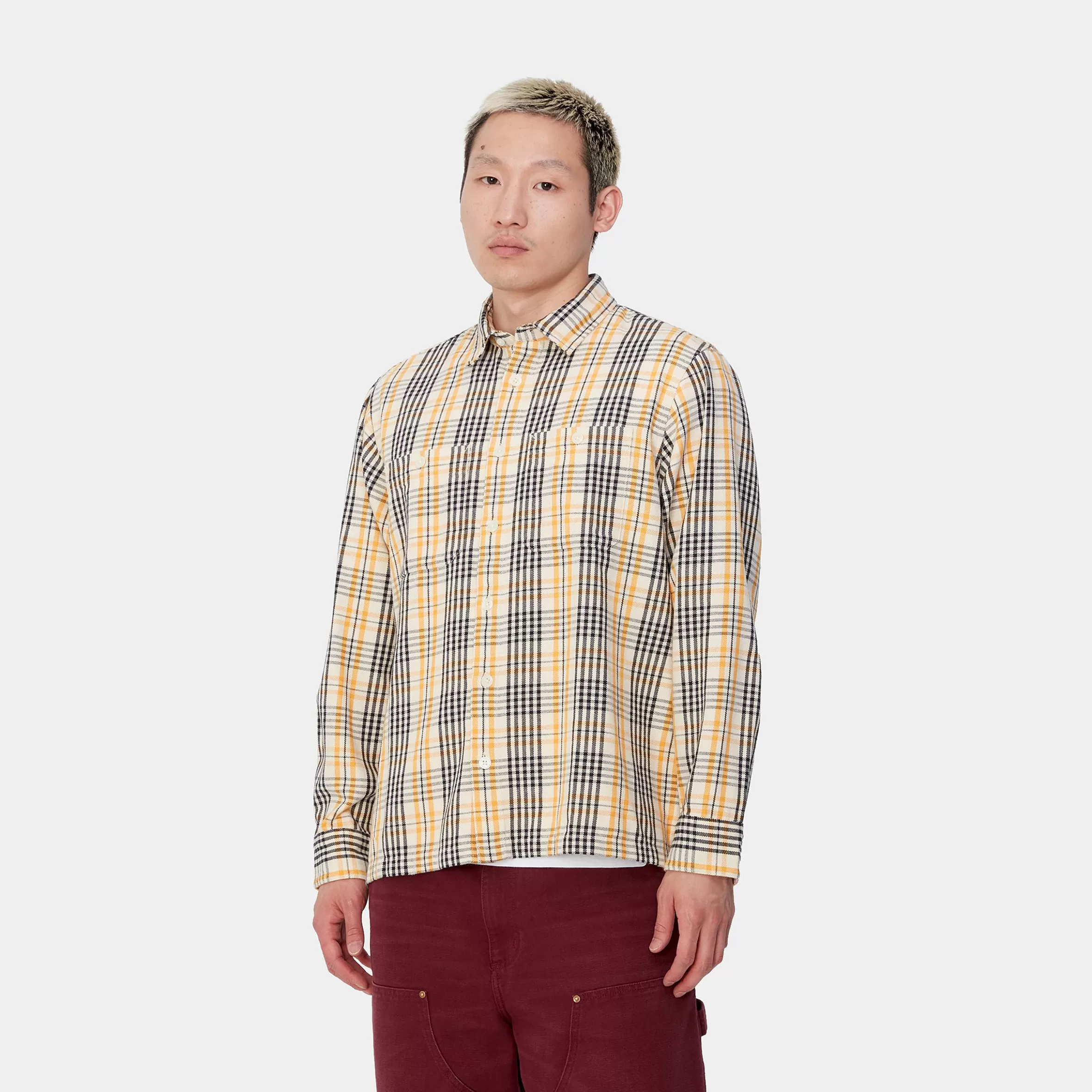 Camisas | Carhartt WIP L/S Mandlik Shirt Mandlik Check, Natural