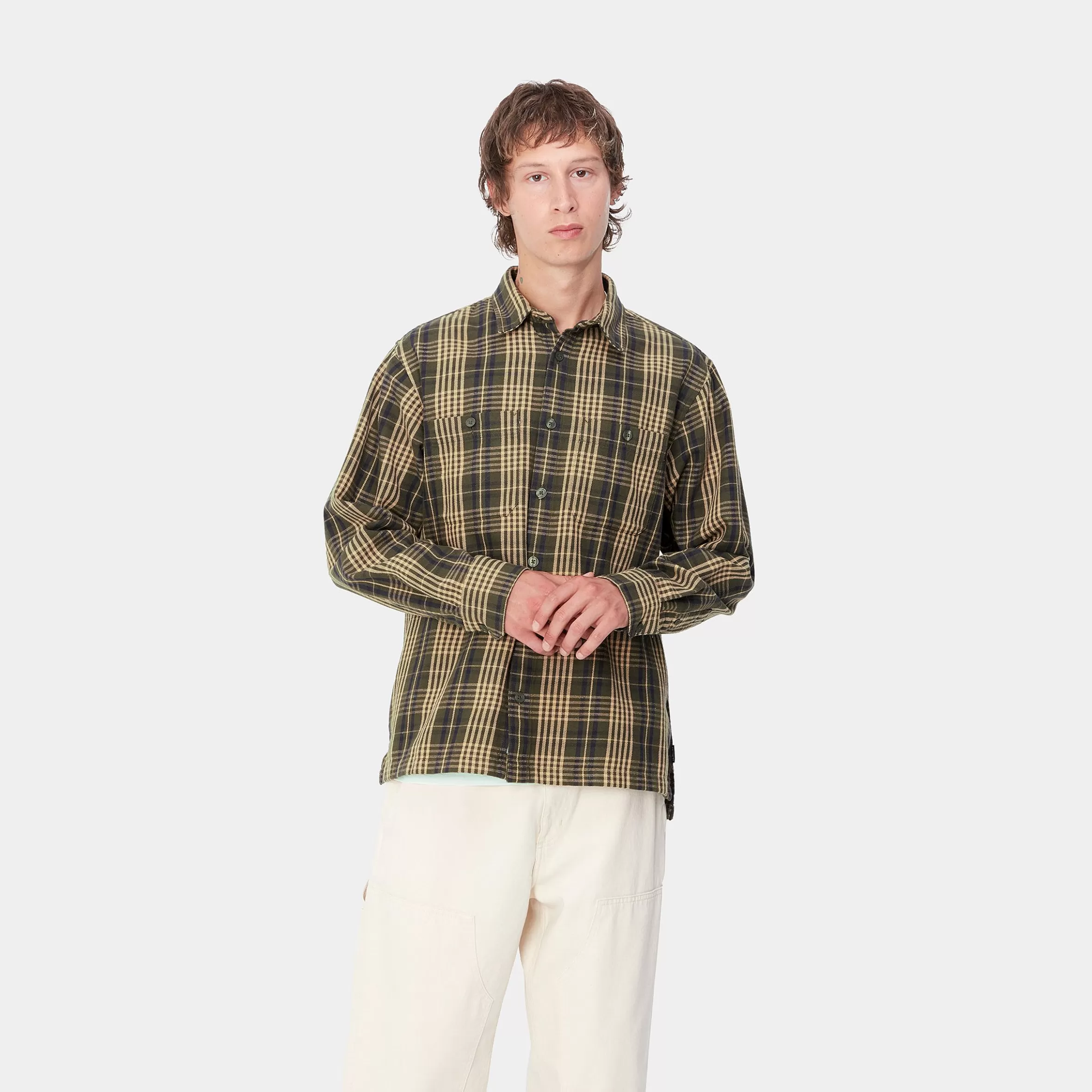 Camisas | Carhartt WIP L/S Mandlik Shirt Mandlik Check, Office Green