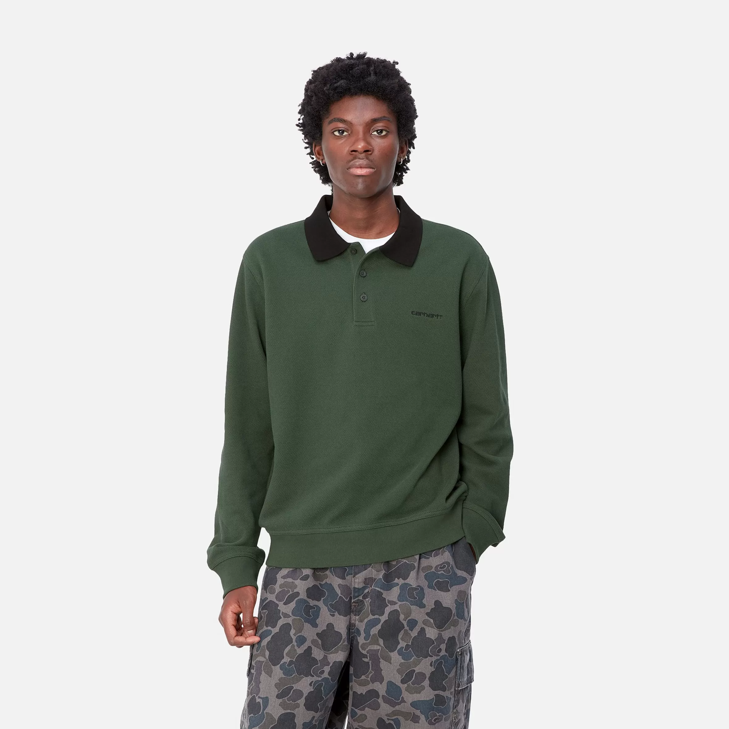 T-Shirts & Polos | Carhartt WIP L/S Vance Rugby Shirt Sycamore Tree / Black