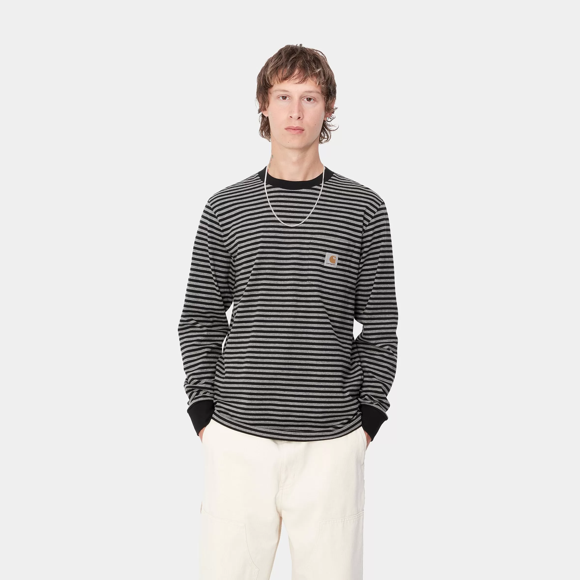 T-Shirts & Polos | Carhartt WIP L/S Verner Pocket T-Shirt Verner Stripe, Black / Dark Grey Heather