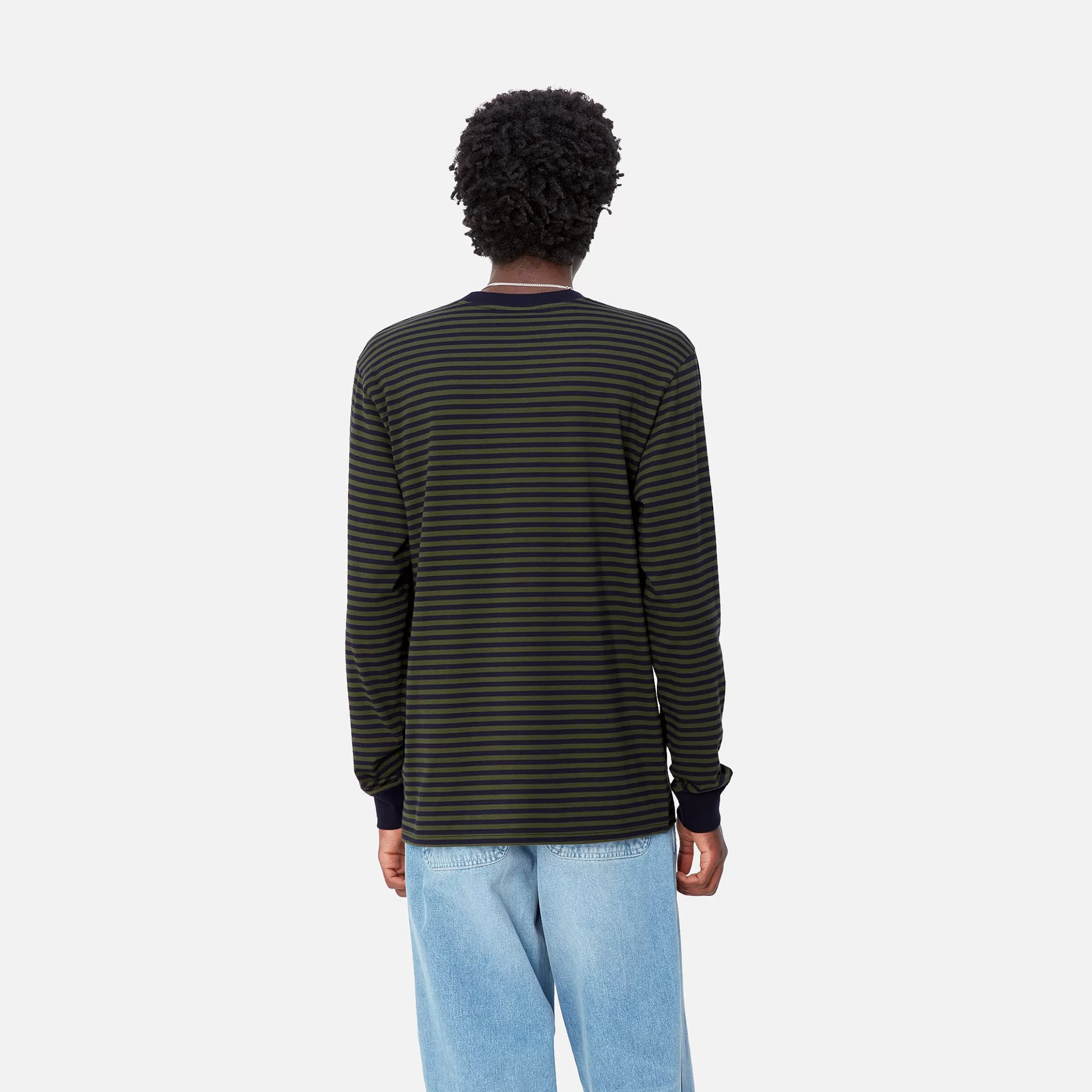 T-Shirts & Polos | Carhartt WIP L/S Verner Pocket T-Shirt Verner Stripe, Dark Navy / Office Green