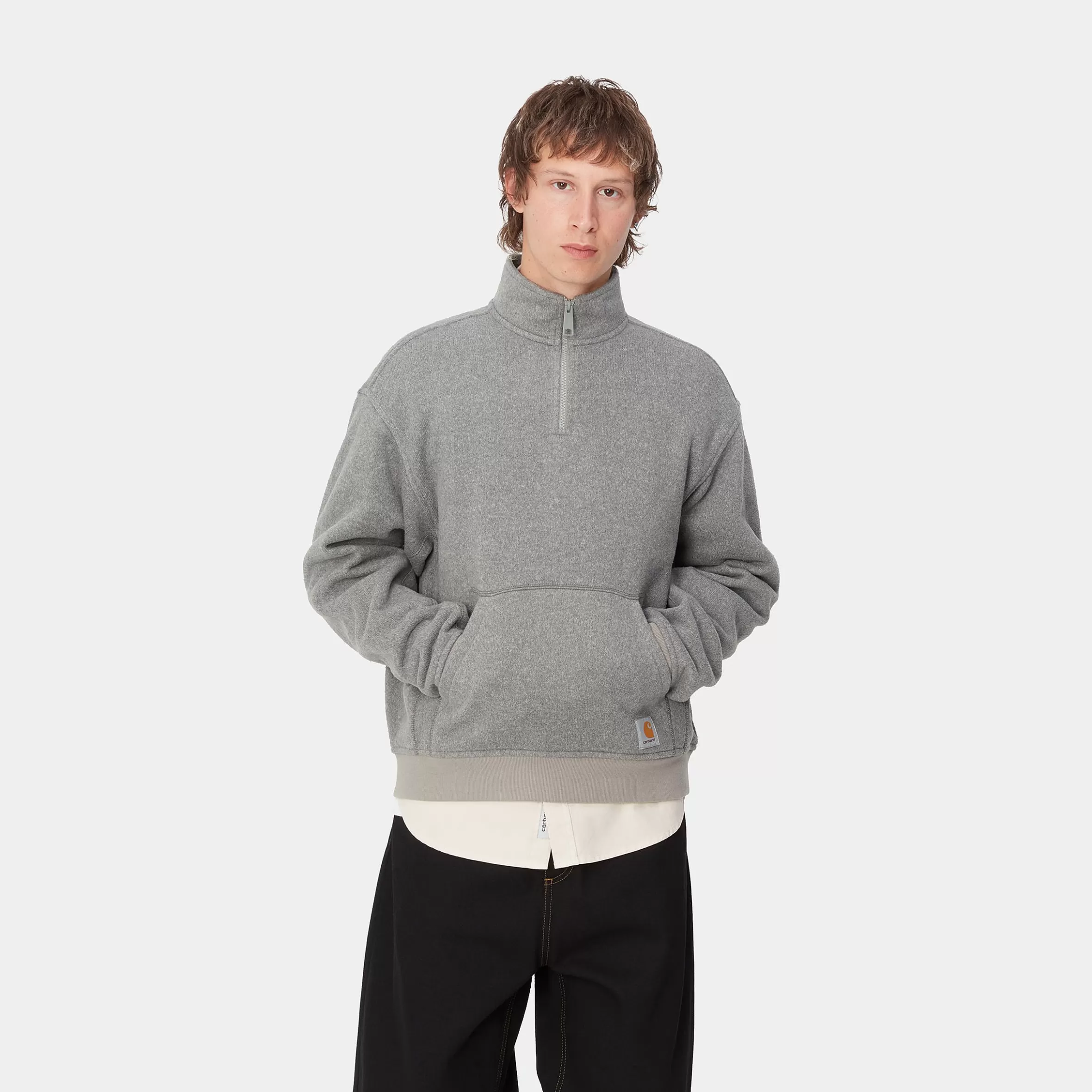 Sweats | Carhartt WIP Luther Half Zip Sweat Misty Grey Heather