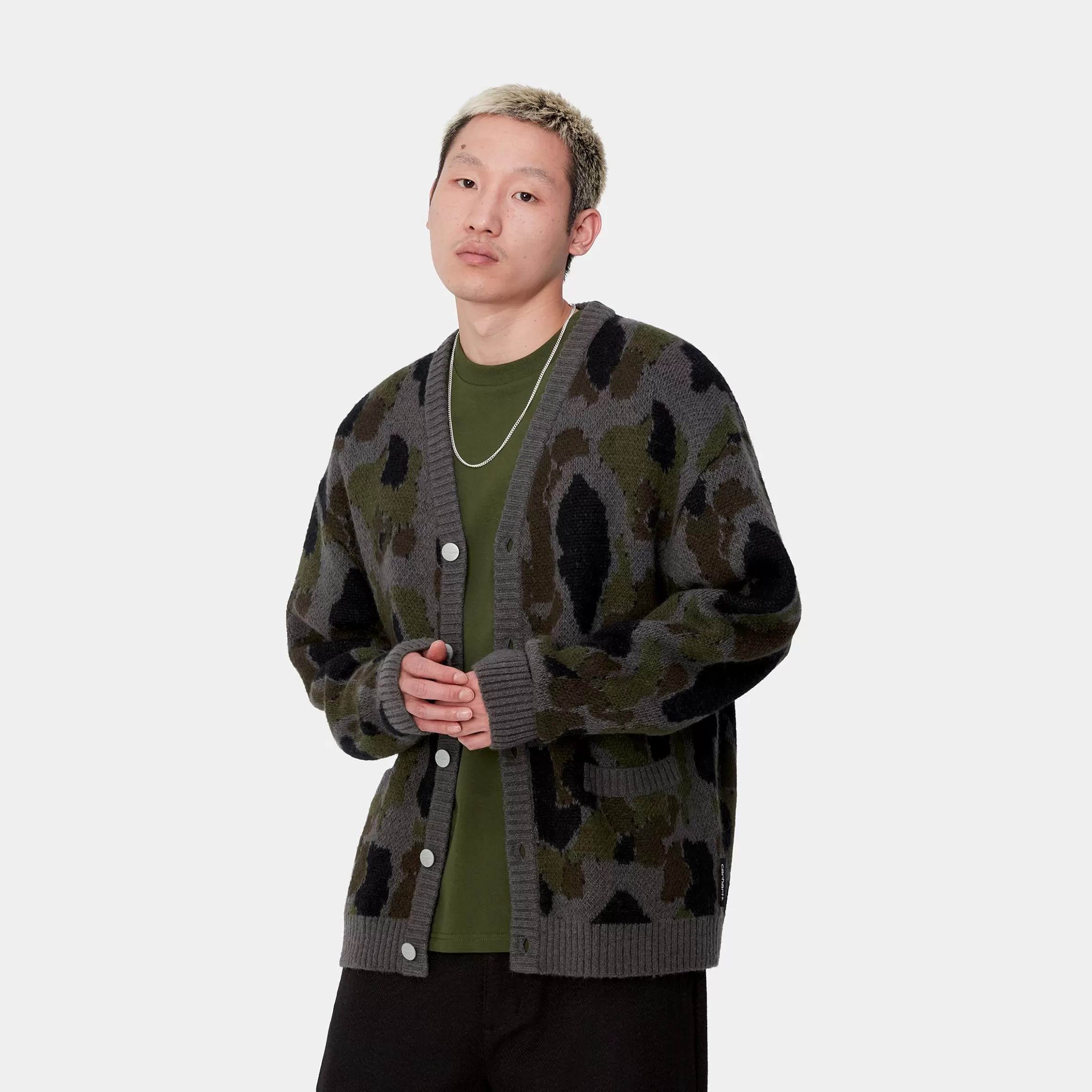 Malhas | Carhartt WIP Merton Cardigan Camo Duck Jacquard, Grey