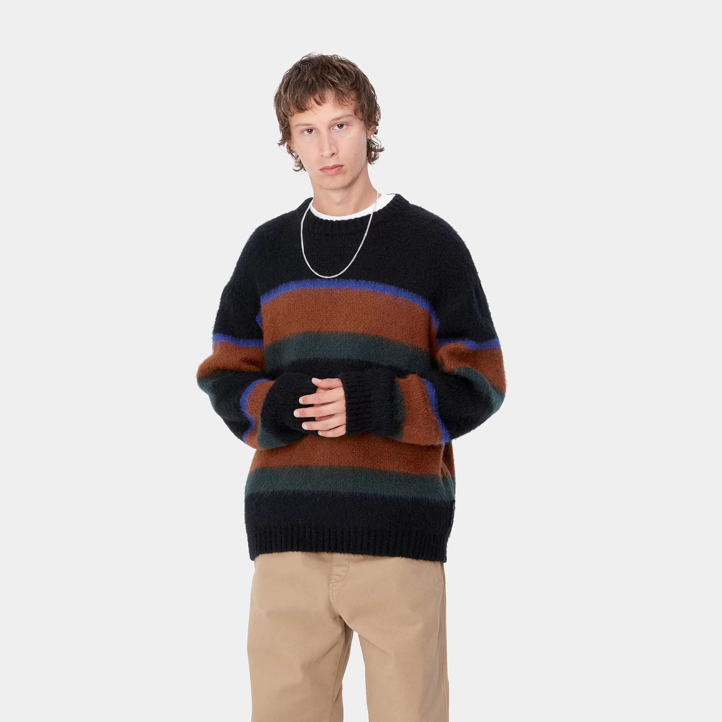 Malhas | Carhartt WIP Merton Sweater Sundling Stripe, Deep H Brown