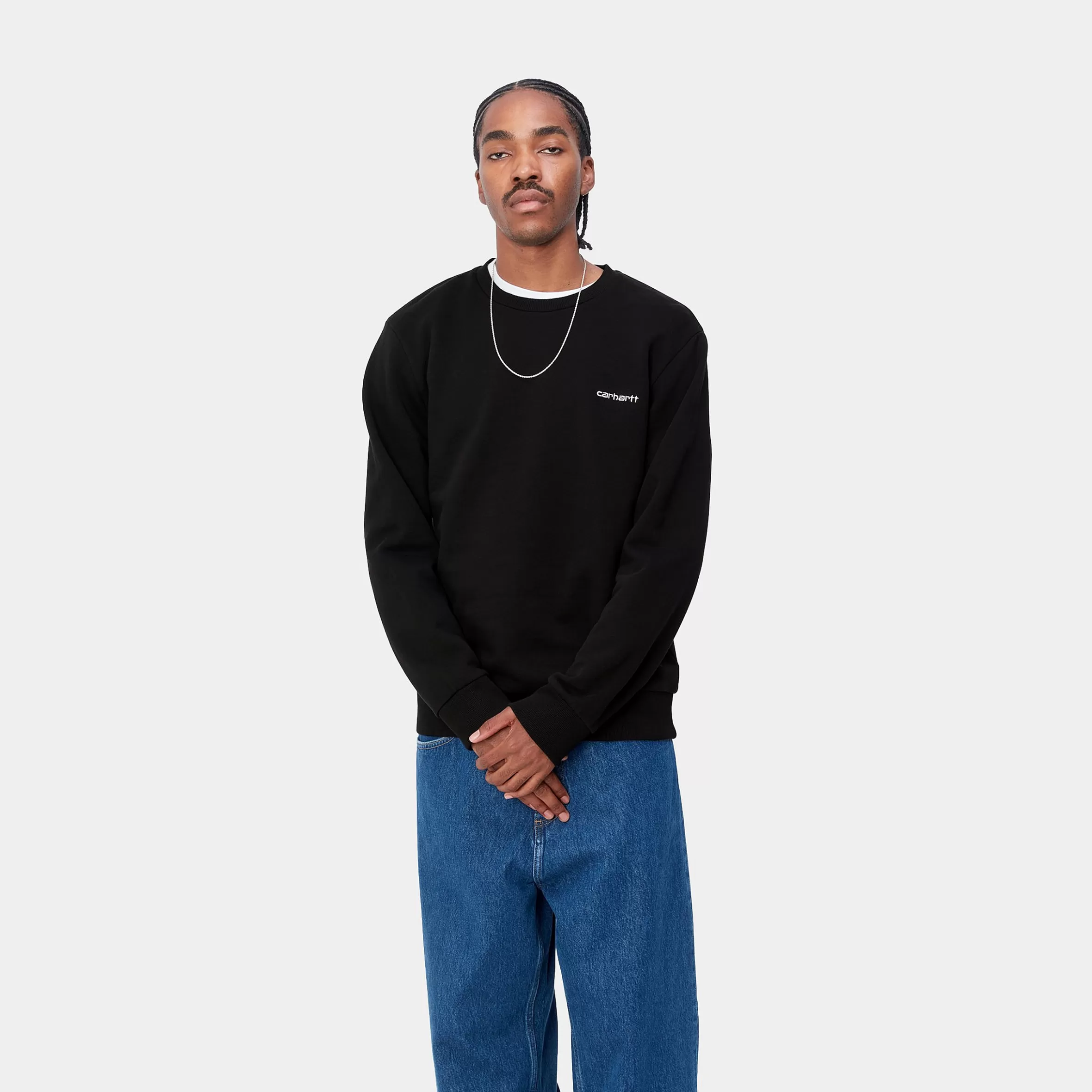 Sweats | Carhartt WIP Script Embroidery Sweat Black / White