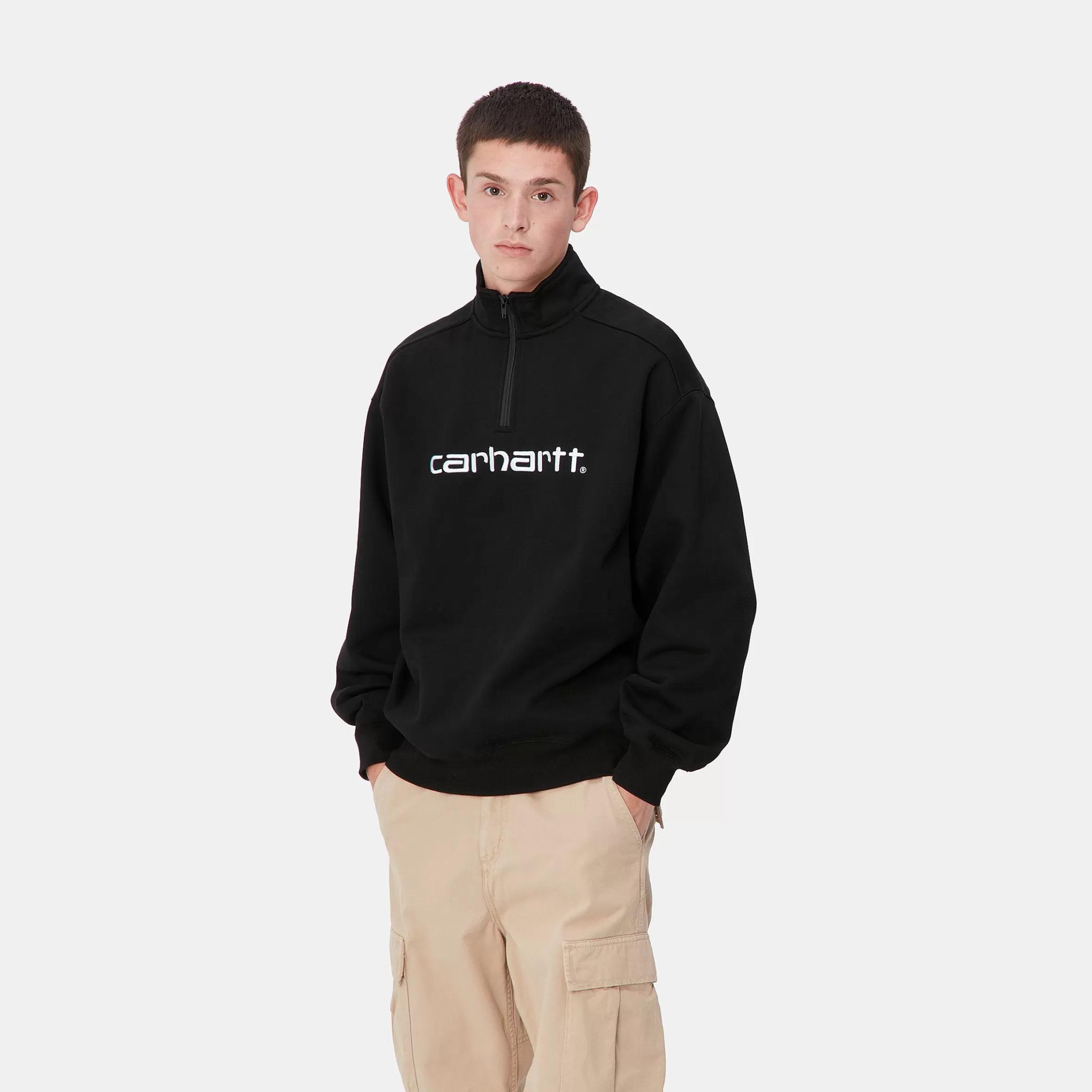 Sweats | Carhartt WIP Script Half Zip Sweatshirt Black / White