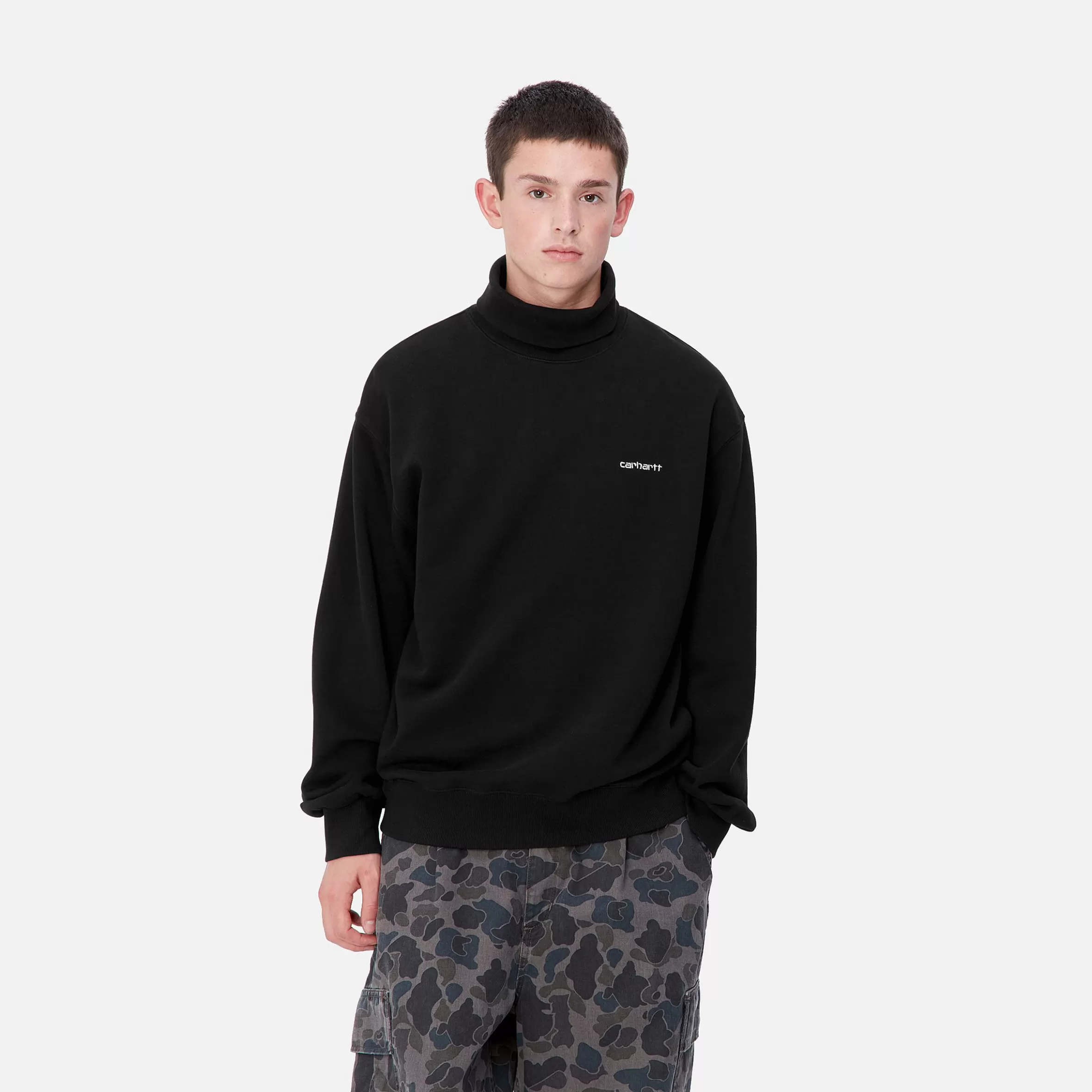 Sweats | Carhartt WIP Script Mockneck Sweat Black