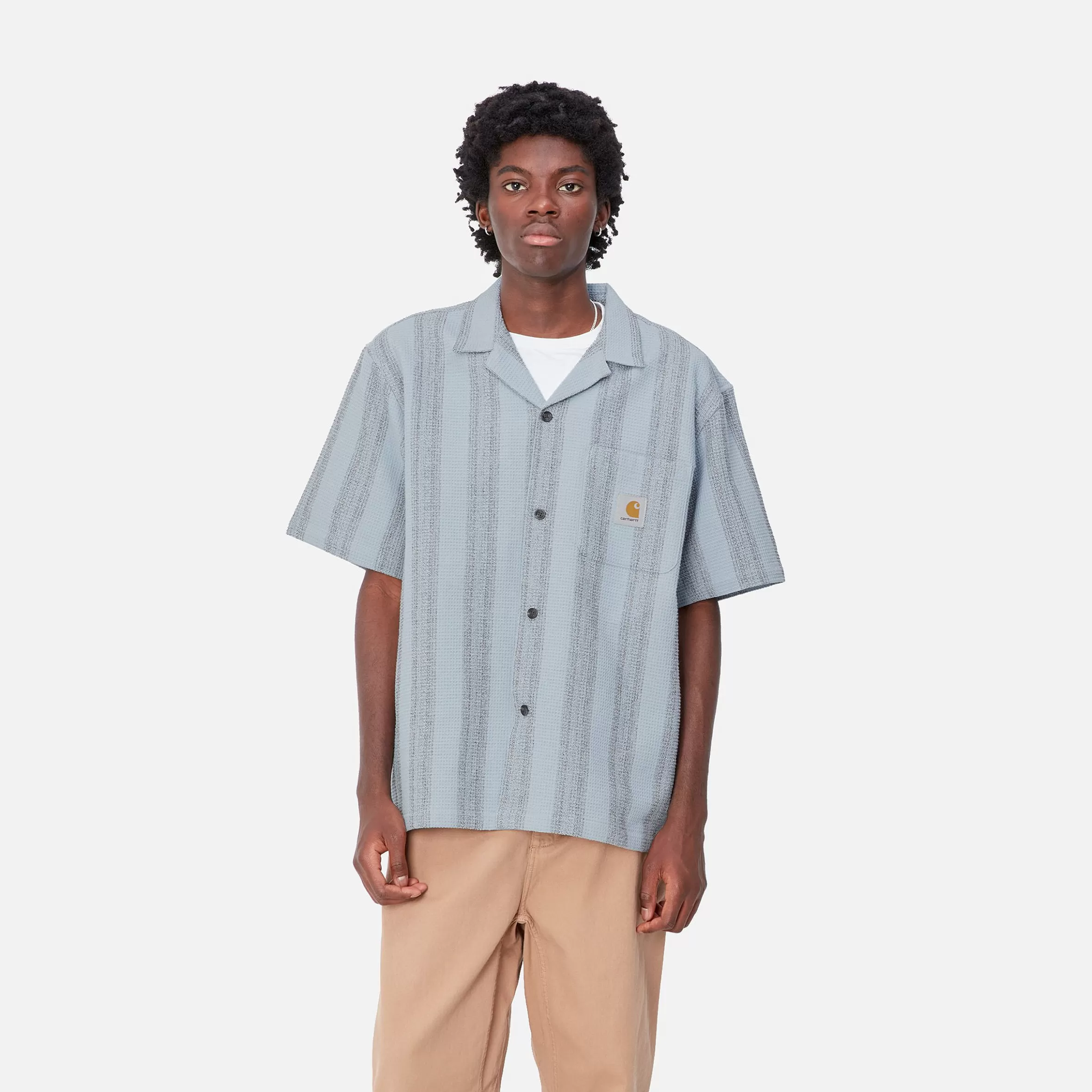 Camisas | Carhartt WIP S/S Dodson Shirt Dodson Stripe, Misty Sky