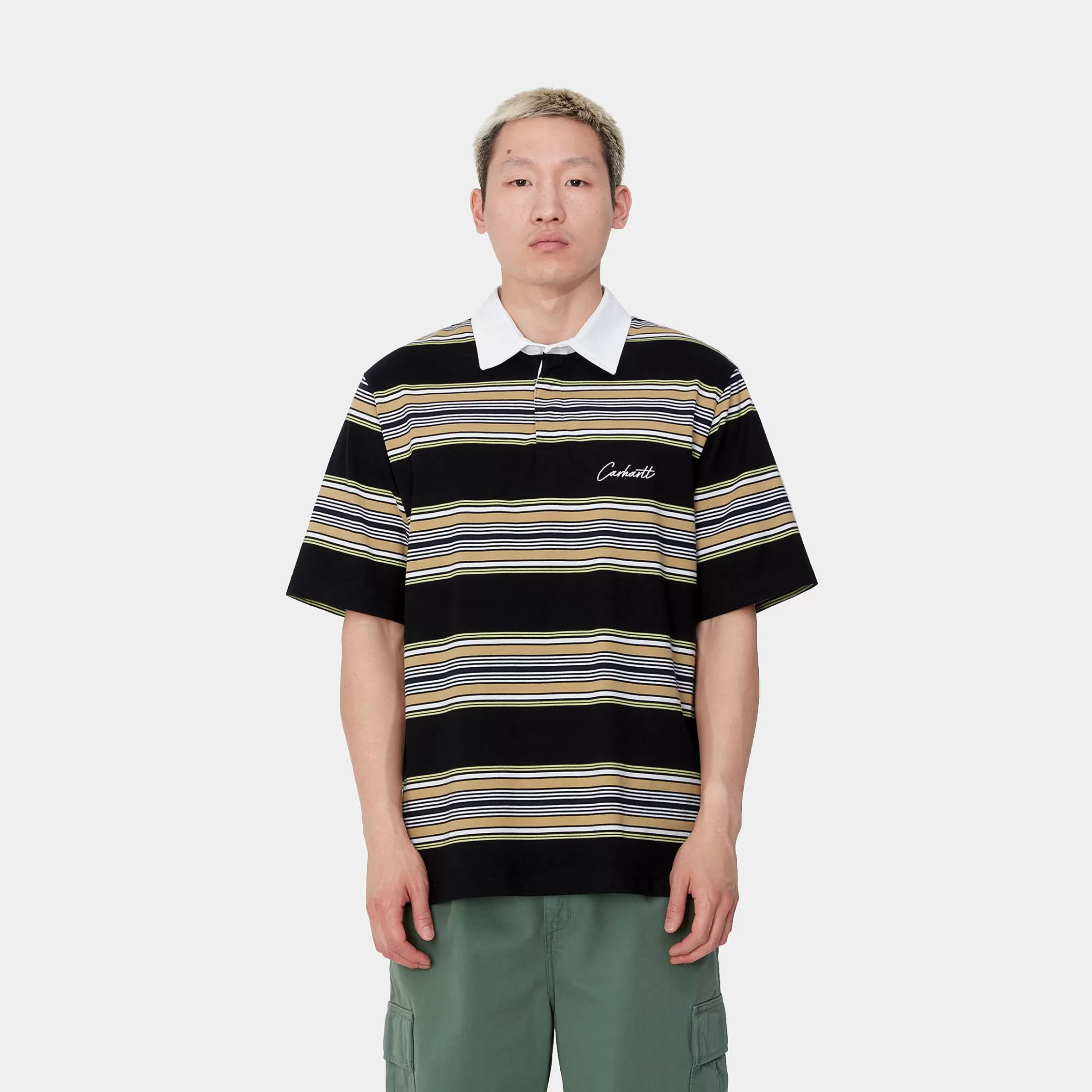 T-Shirts & Polos | Carhartt WIP S/S Gaines Rugby Shirt Gaines Stripe, Black