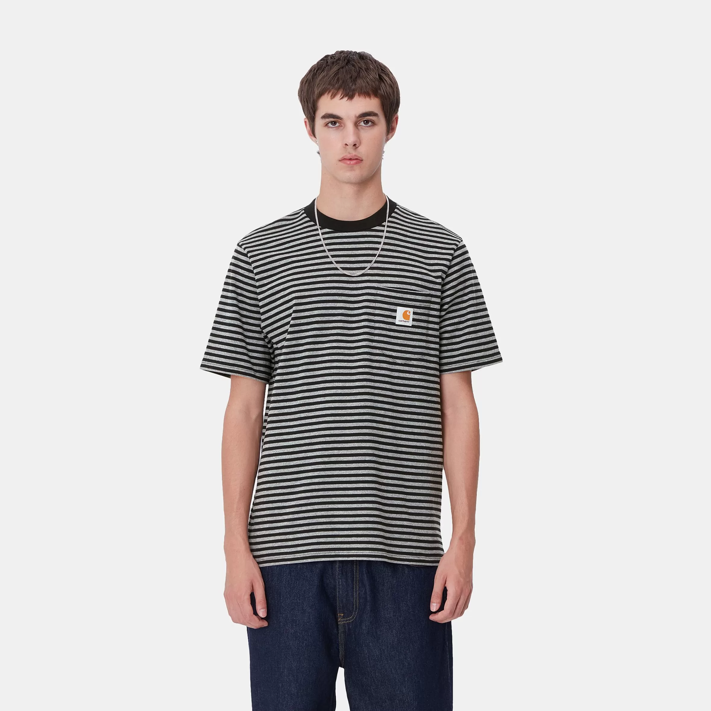 T-Shirts & Polos | Carhartt WIP S/S Verner Pocket T-Shirt Verner Stripe, Black / Dark Grey Heather