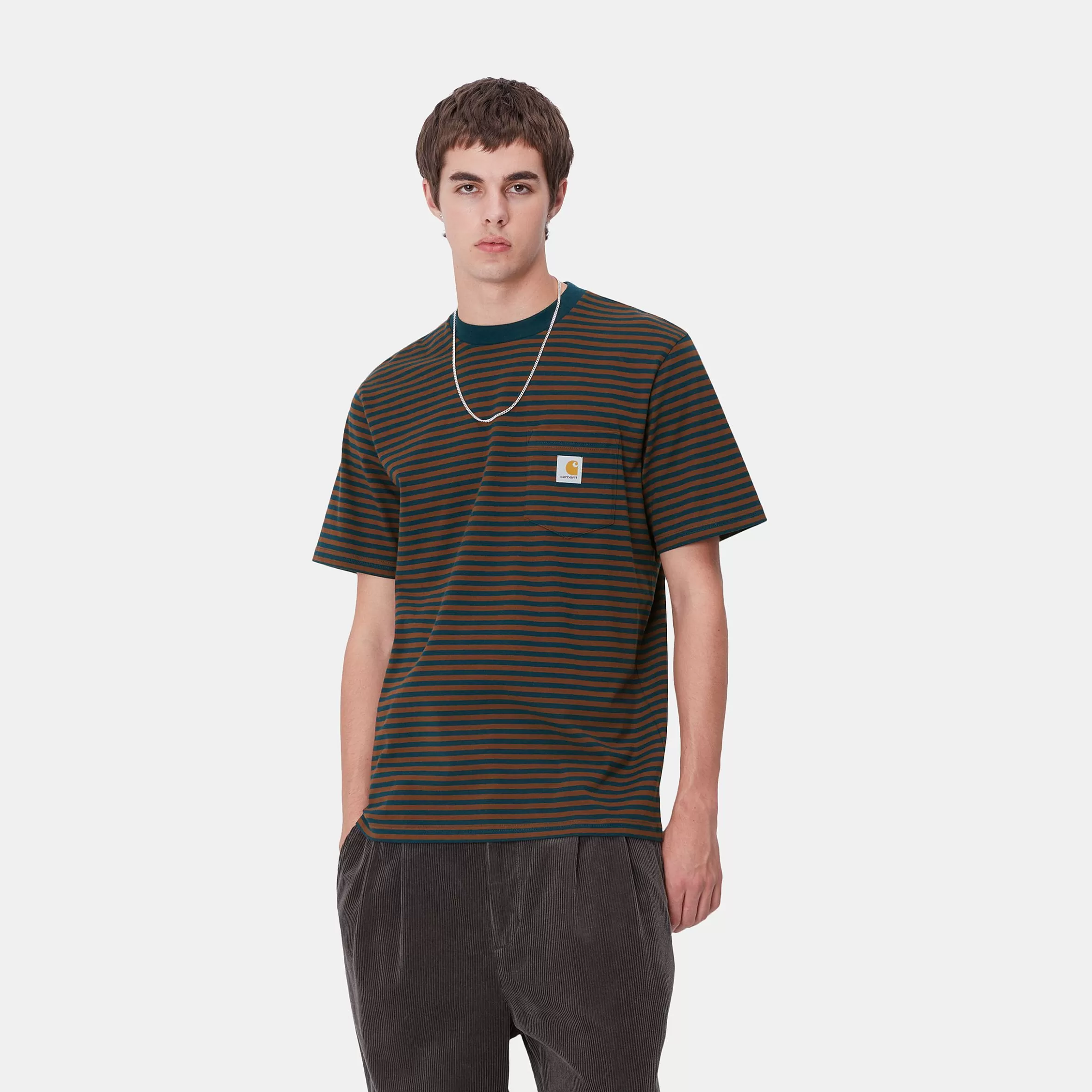 T-Shirts & Polos | Carhartt WIP S/S Verner Pocket T-Shirt Verner Stripe, Duck Blue / Offroad