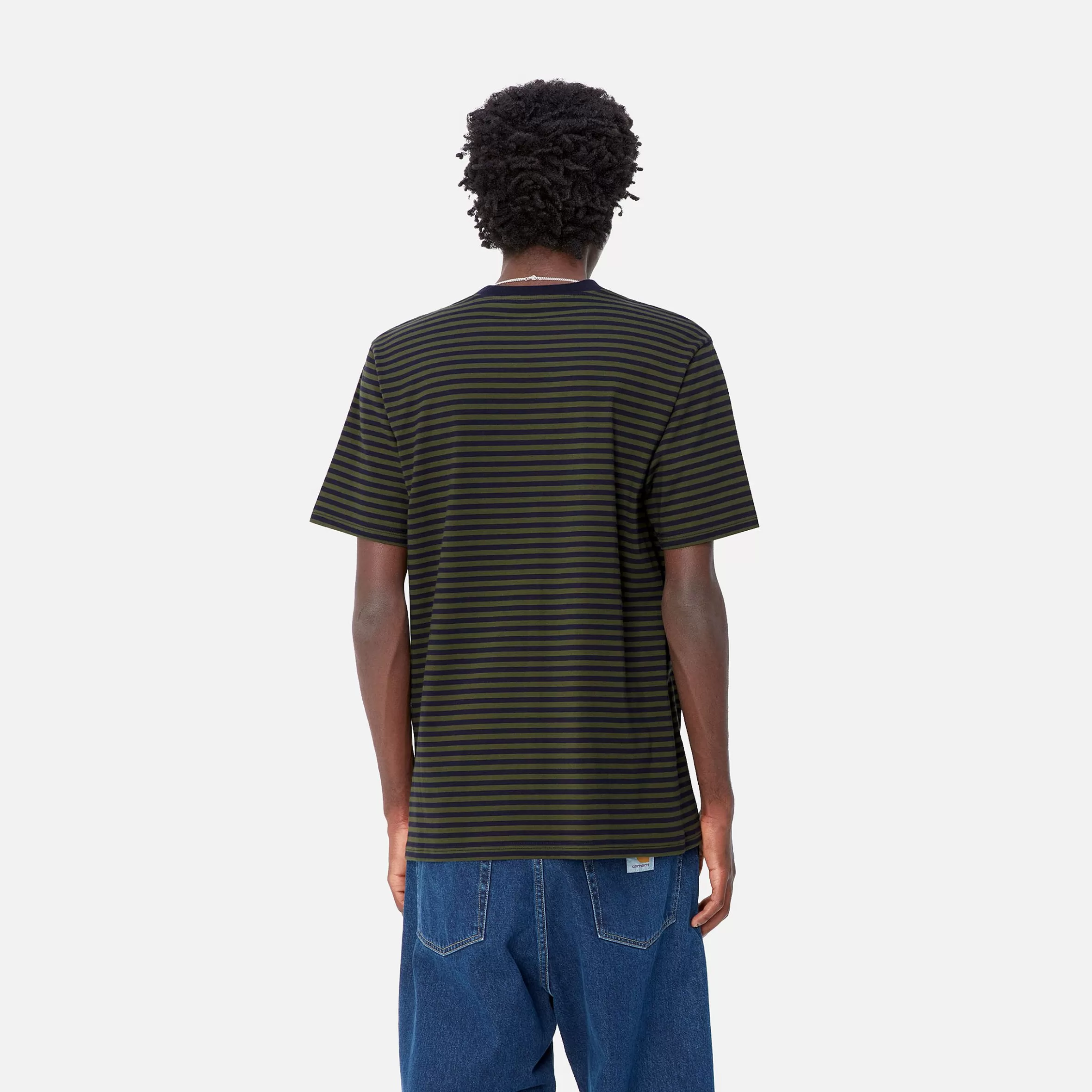 T-Shirts & Polos | Carhartt WIP S/S Verner Pocket T-Shirt Verner Stripe, Dark Navy / Office Green