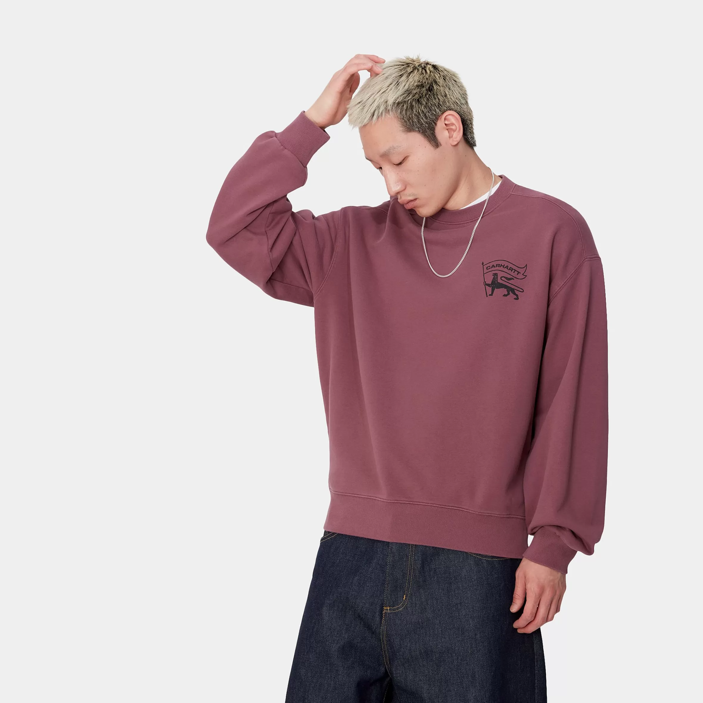 Sweats | Carhartt WIP Stamp Sweat Dusty Fuchsia / Black