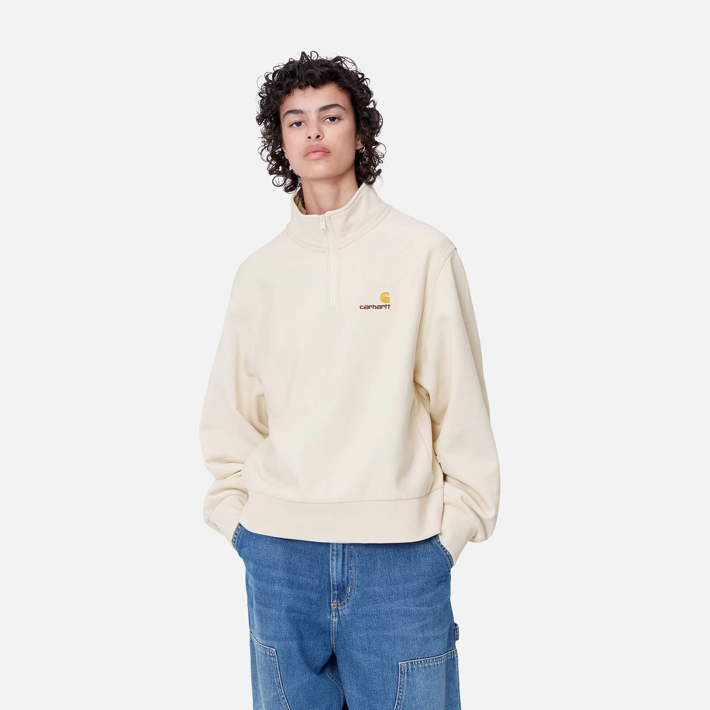 Sweats | Carhartt WIP W' American Script High Neck Sweatshirt Moonbeam