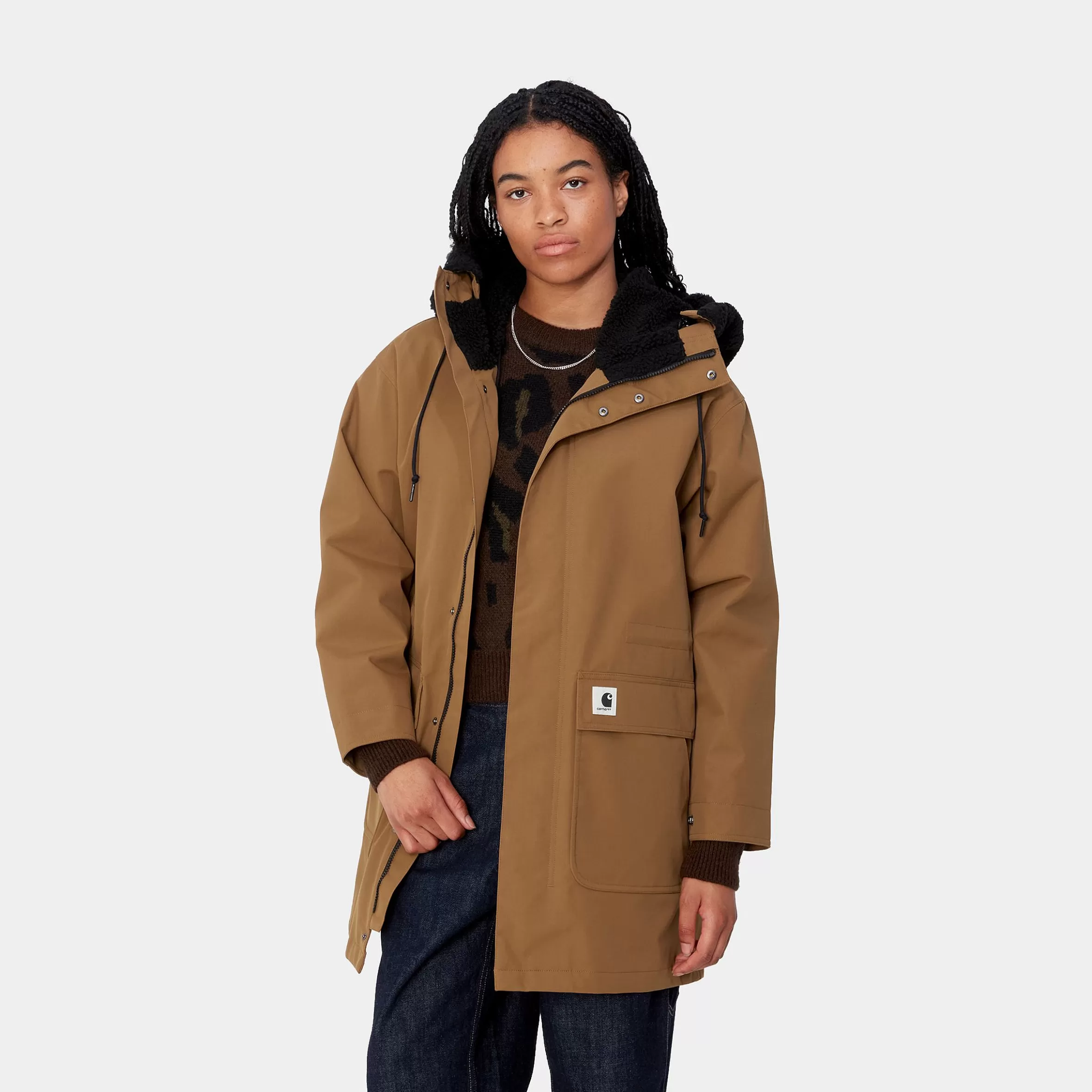 Blusões | Carhartt WIP W' Clarton Parka Hamilton Brown / Black