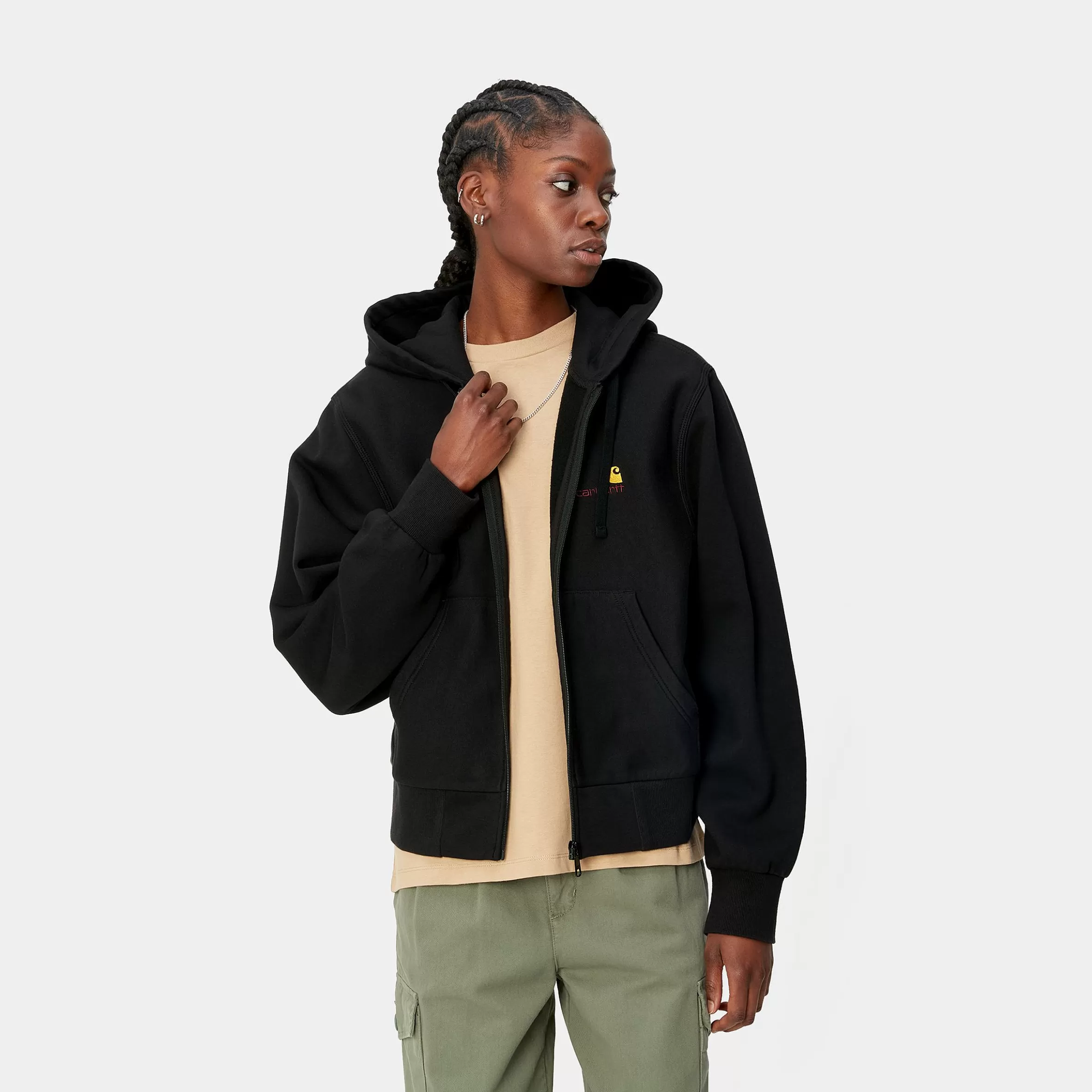 Sweats | Carhartt WIP W' Hooded American Script Jacket Black