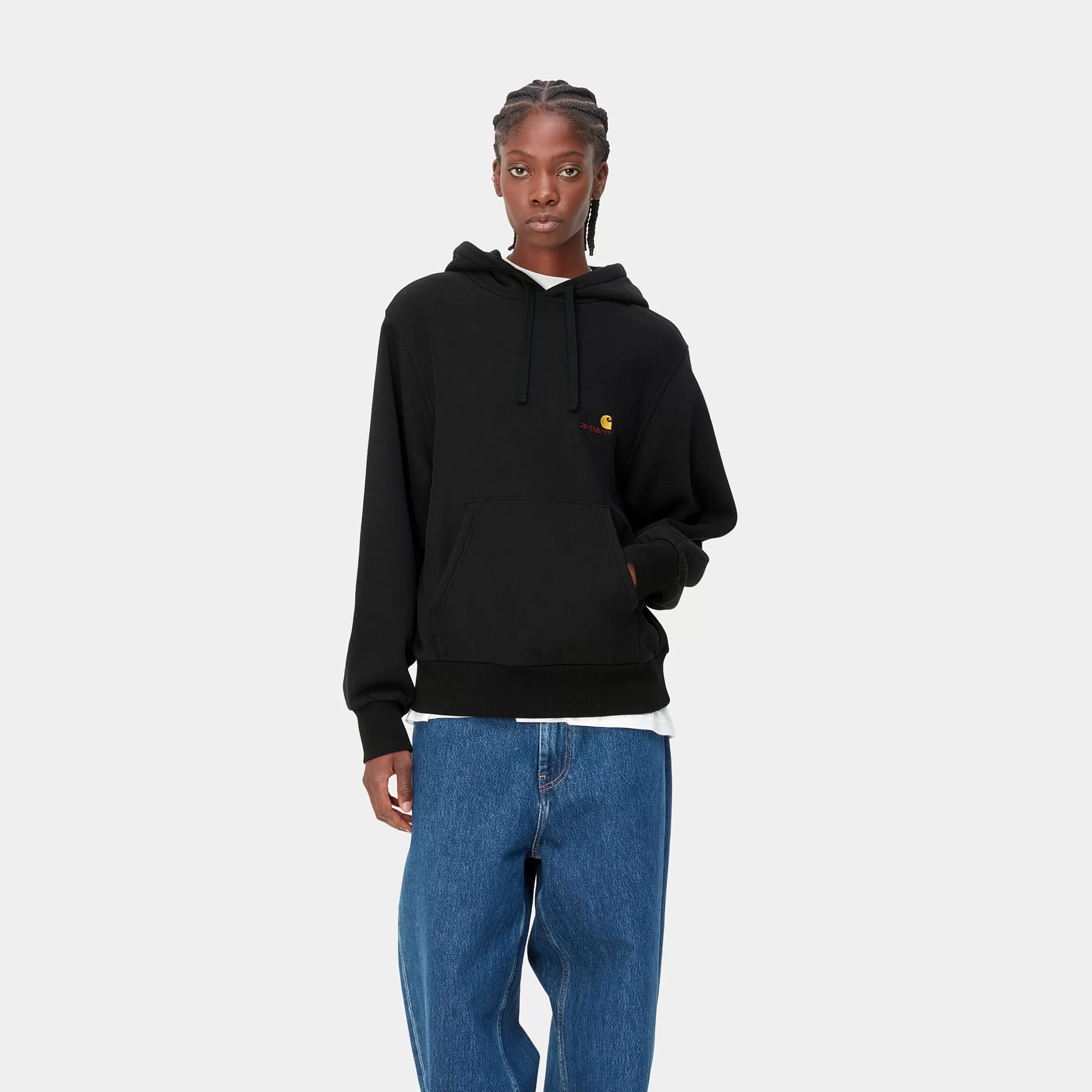 Sweats | Carhartt WIP W' Hooded American Script Sweatshirt Black