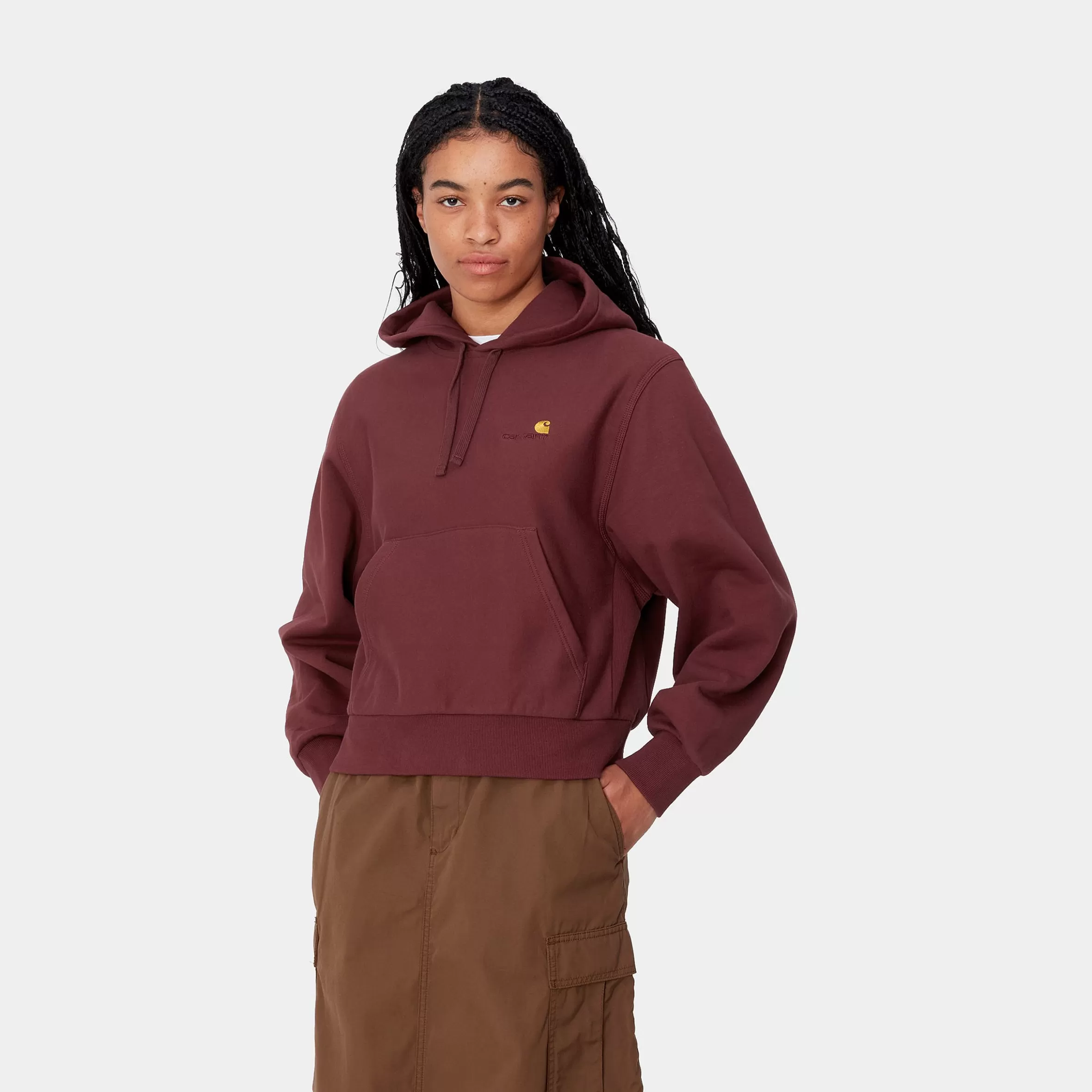 Sweats | Carhartt WIP W' Hooded American Script Sweatshirt Malbec