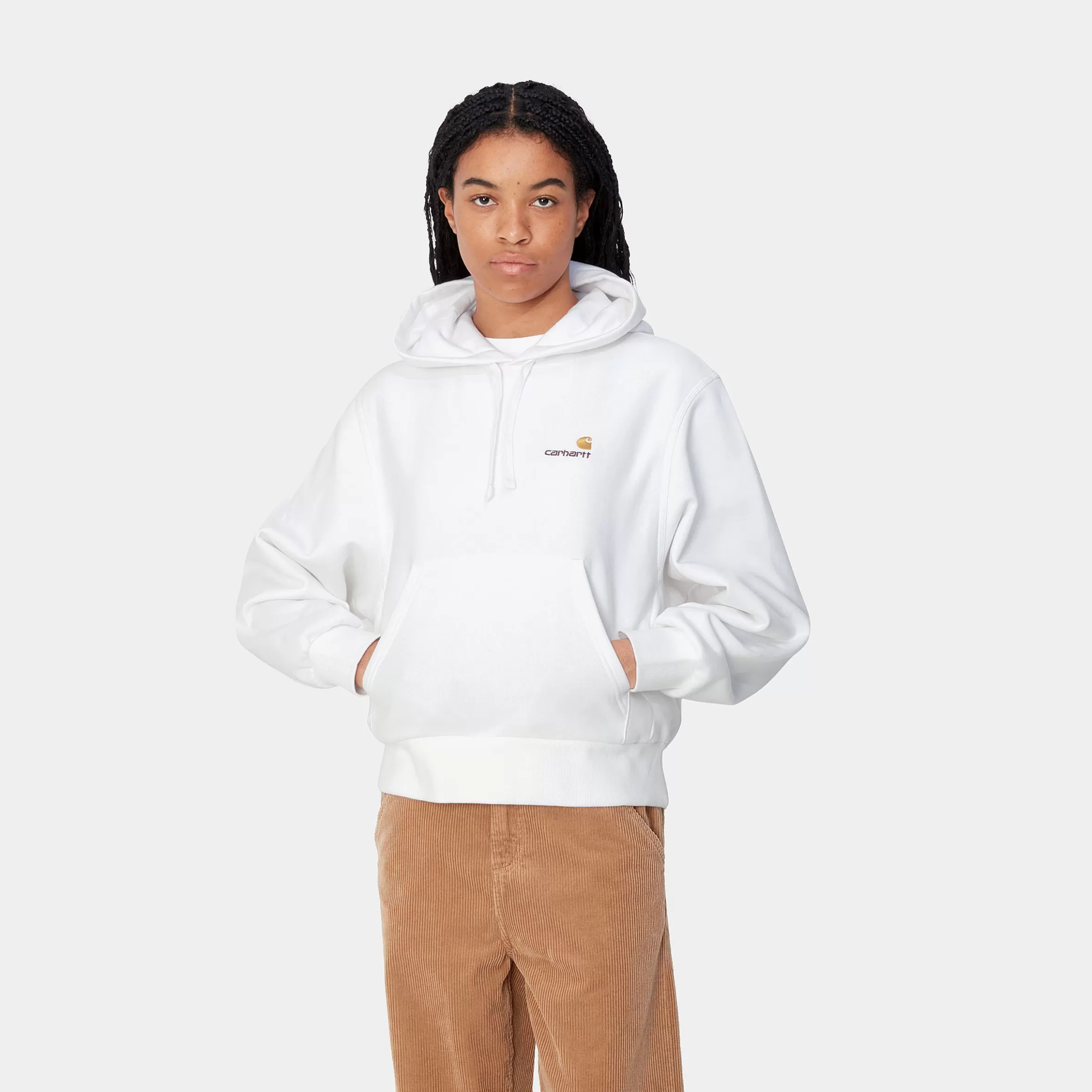 Sweats | Carhartt WIP W' Hooded American Script Sweatshirt White