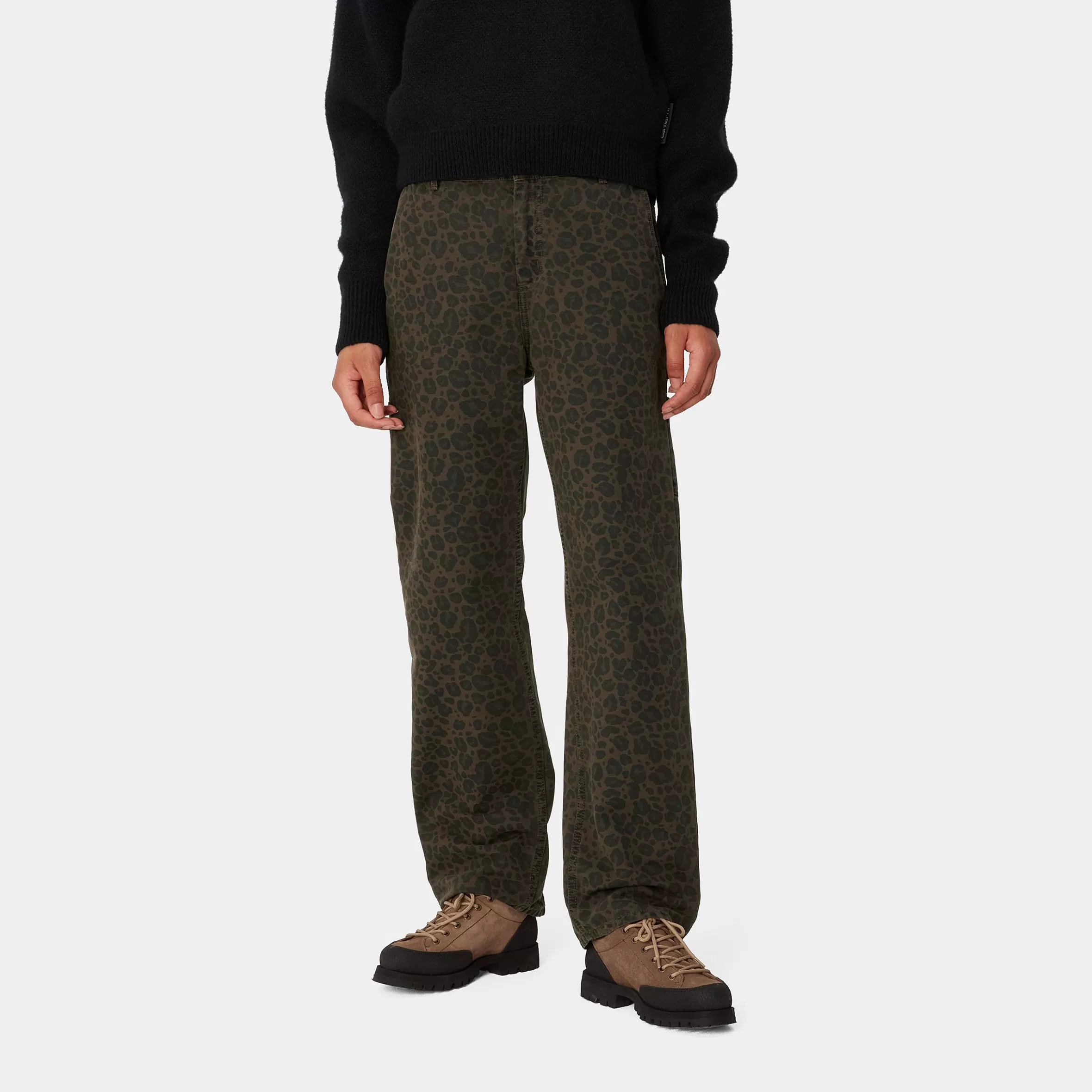 Calças | Carhartt WIP W' Leo Pierce Pant Straight Camo Leo, Tamarind / Office Green